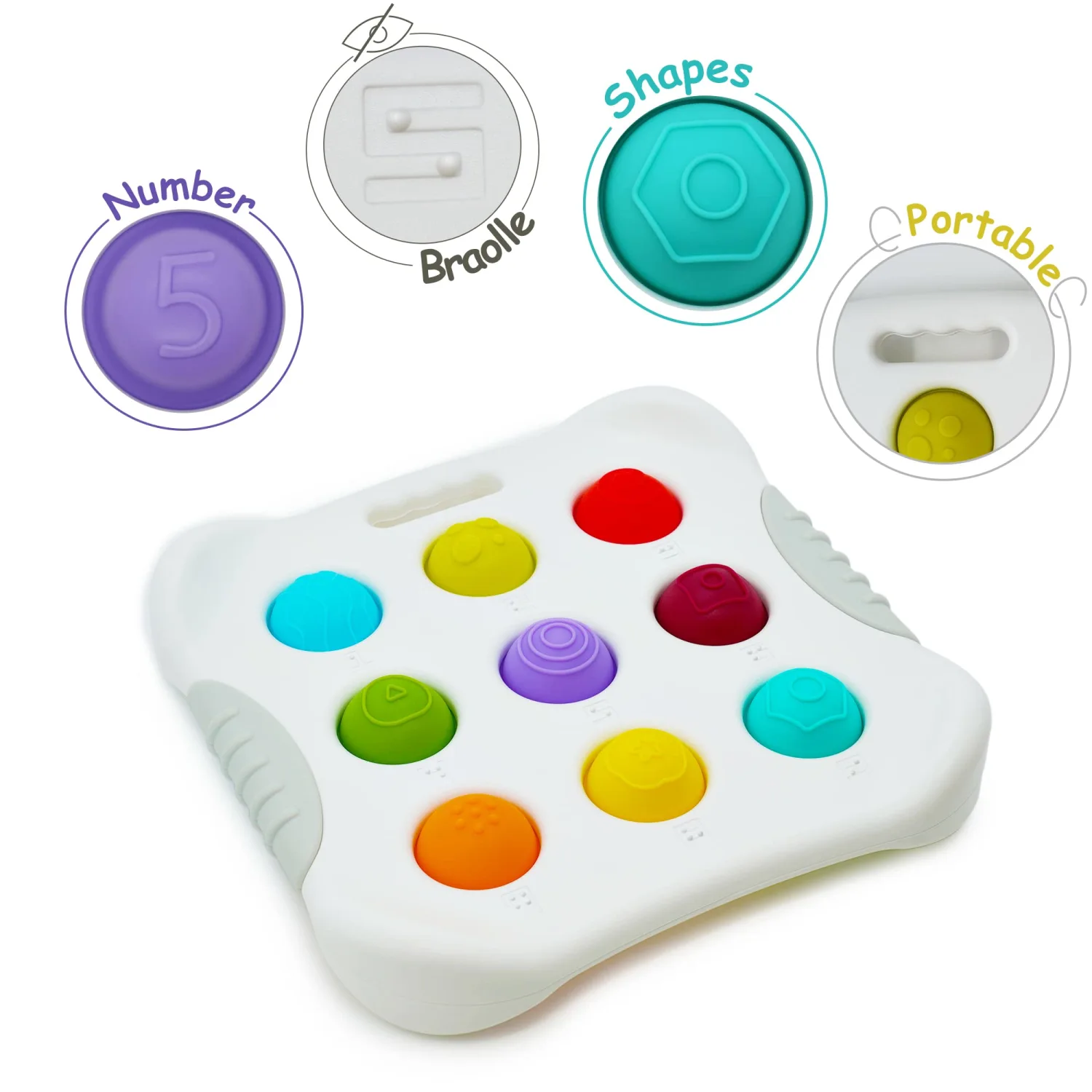 LiKee Fidget Popper Sensory Baby Toys for 10+ Months, Montessori Busy Toy for 1 2 3 Years Old Toddlers Push and Popping Bubbles Fine Motor Skill, Travel Toys for Kids Ages 1-3 Stress Relief (1 Piece)