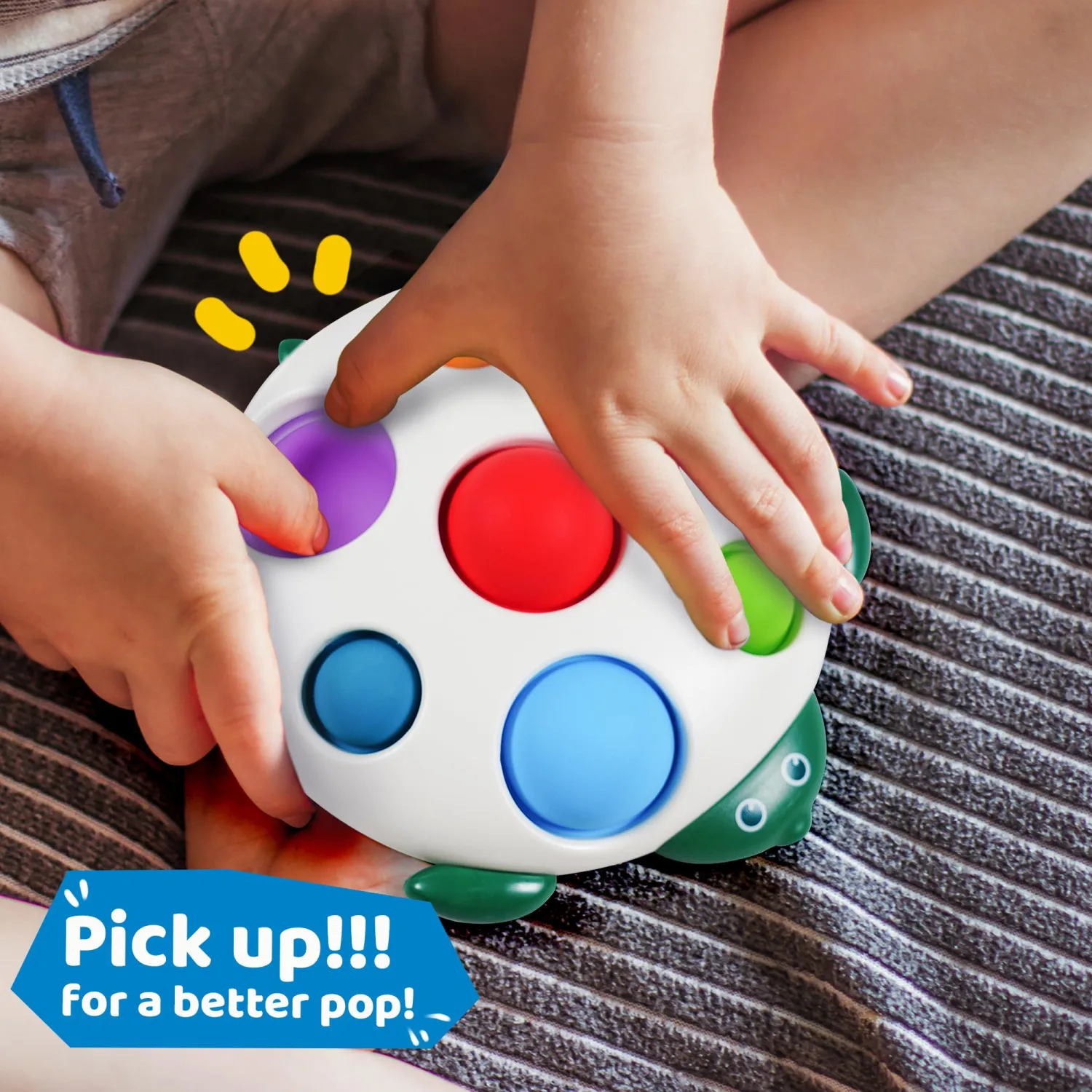 LiKee Fidget Popper Sensory Baby Toys for 10+ Months, Montessori Busy Toy for 1 2 3 Years Old Toddlers Push and Popping Bubbles Fine Motor Skill, Travel Toys for Kids Ages 1-3 Stress Relief (Turtle)