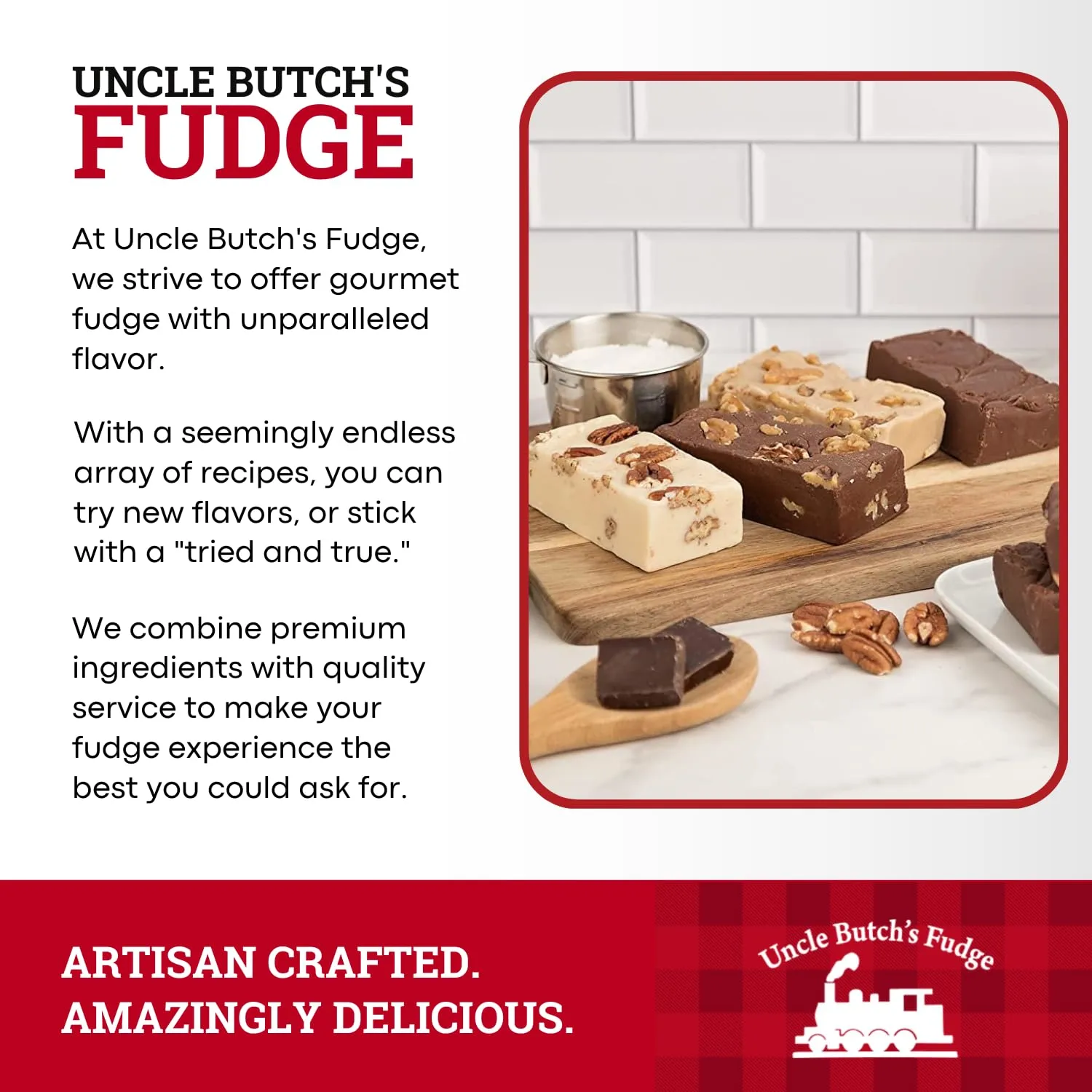 Uncle Butch's Fudge - Creamy and Smooth Chocolate M&M - Decadent and Delicious Handcrafted Fudge (16oz)