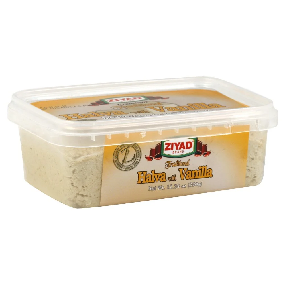 Ziyad Traditional Mediterranean Sesame Fudge Halva with Vanilla, Additives No Preservatives, 12.34 oz
