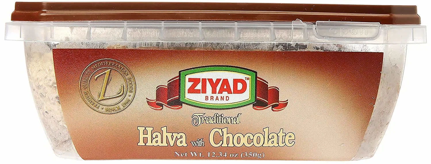 Ziyad Traditional Mediterranean Sesame Fudge Halva with Chocolate, Additives No Preservatives, 12.34oz
