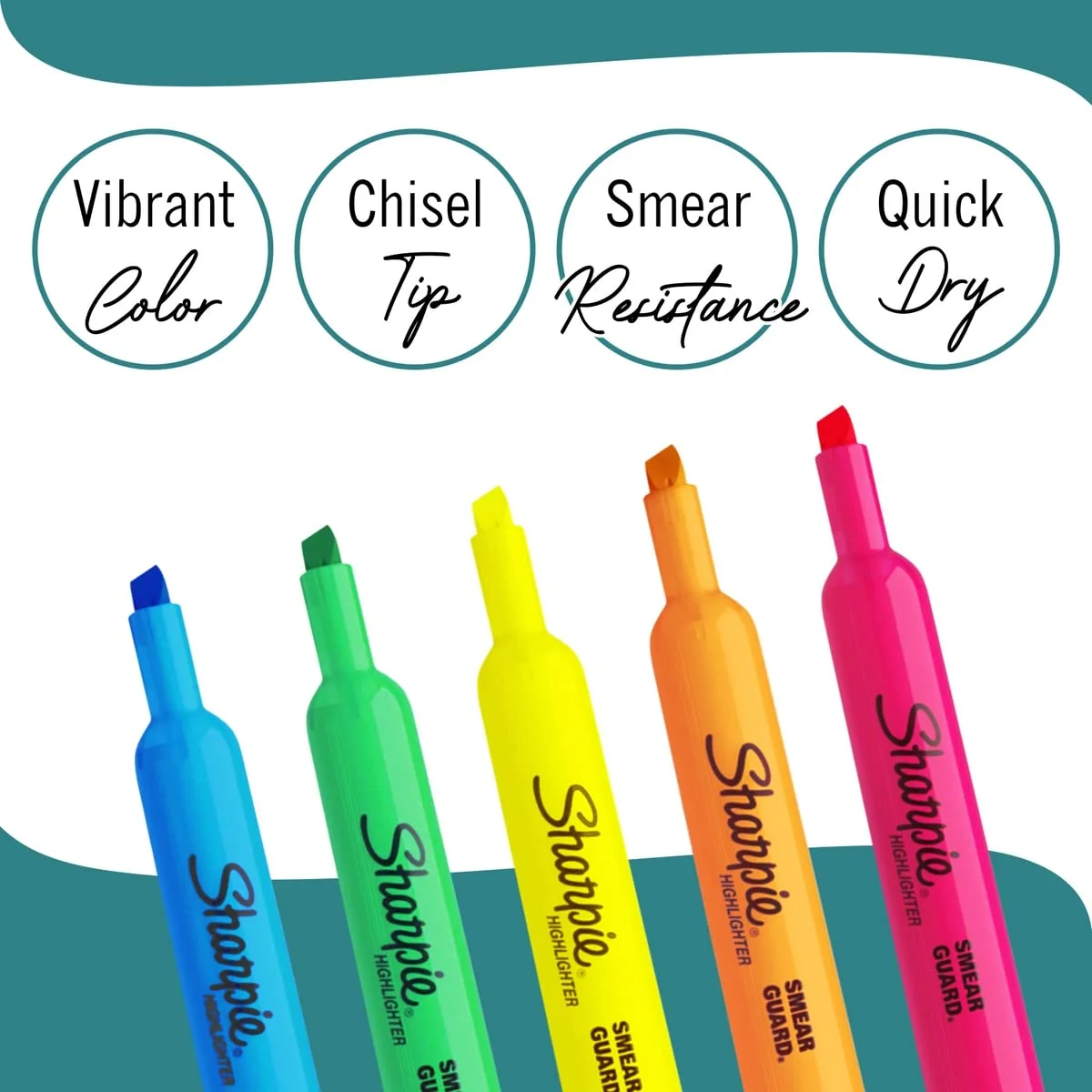 The Mega Deals Highlighters, 5pk Fluorescent Highlighters Assorted Colors. Great Bible and Pens No Bleed. Pink, Orange, Blue, Green Yellow.