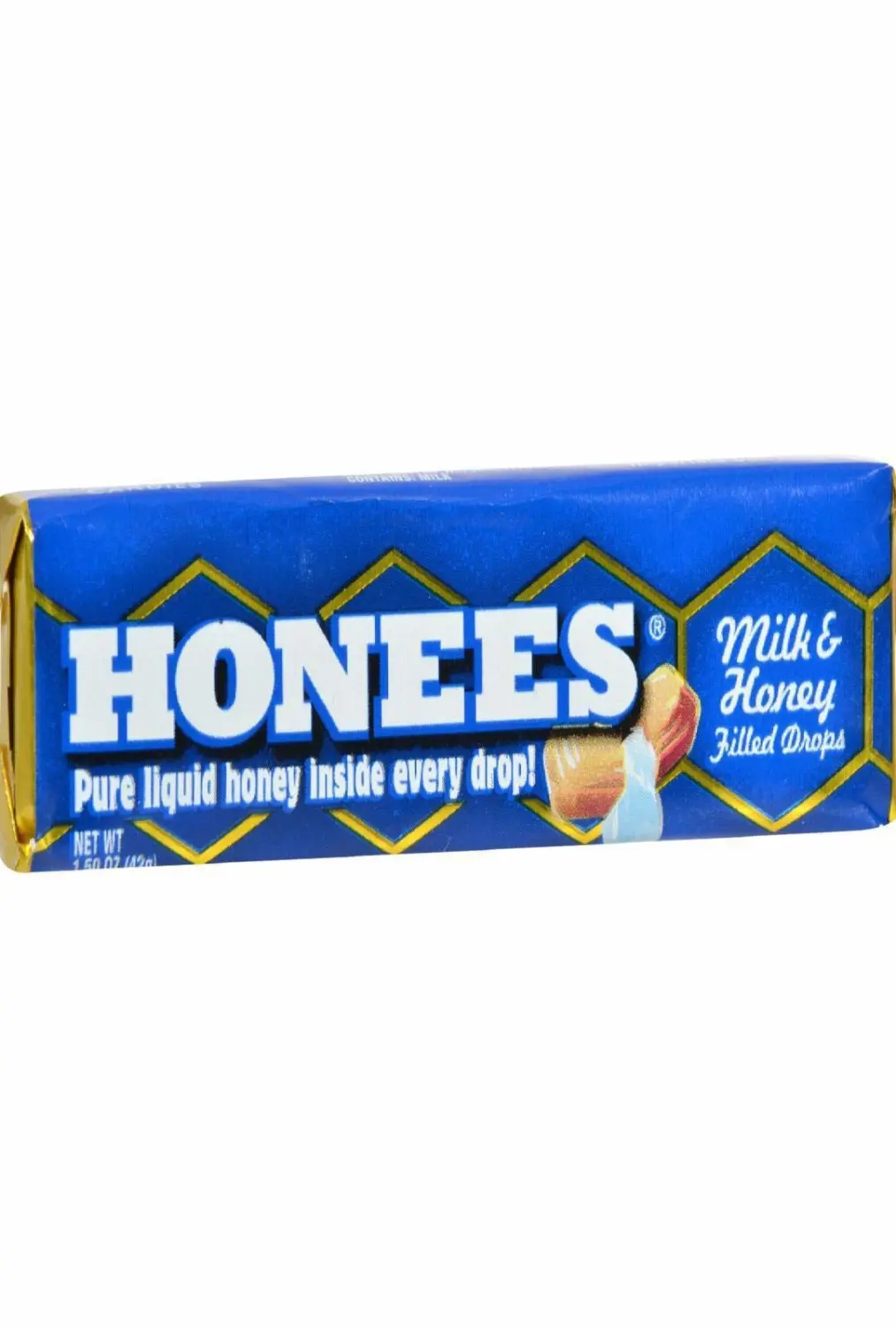 Honees Honey Filled Cough Drops, Milk & Honey- Natural Cough Drops- Sore Throat Relief - Nothing Artificial -Throat Lozenges, Natural Cough Suppressant- Non-GMO, Gluten Free (1 Pack, 9 Drops)