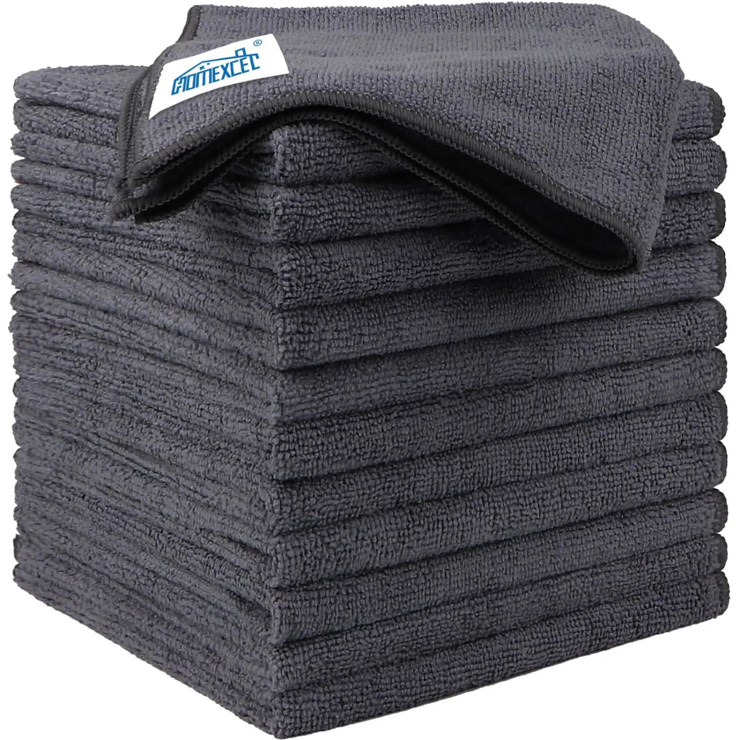 HOMEXCEL Microfiber Cleaning Cloth 12 Pack, 12.5 x 12.5 inch Microfiber Towels for Cars, Ultra Absorbent Washing Cloth, Lint Free Streak Free Cleaning Rags for Car, Kitchen, and Window (Grey)