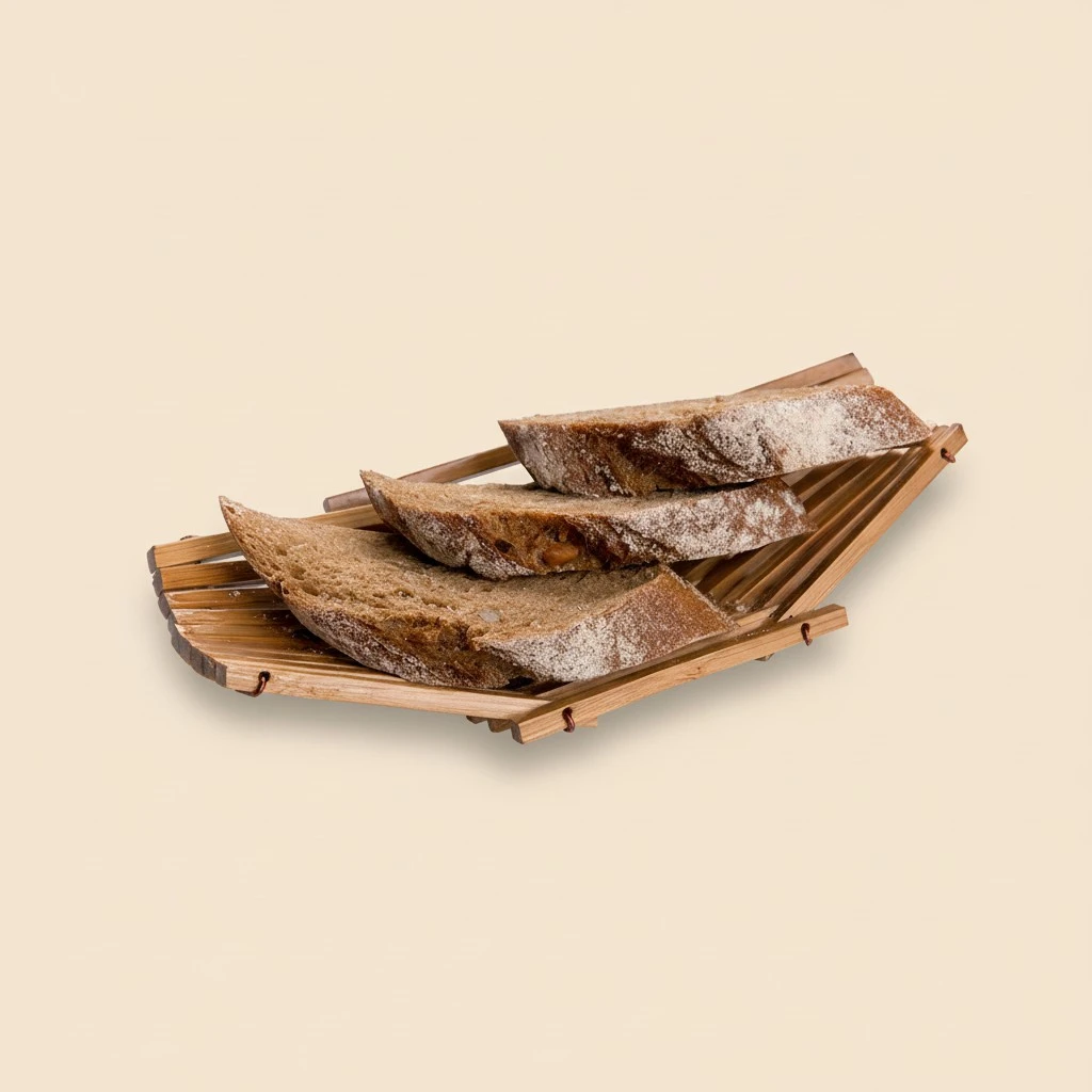 Restaurantware 6.5 Inch Wooden Bread Basket 1 Durable Bamboo Basket For Food - Shatterproof Boat-Shaped Bamboo Serving Basket Sustainable For Parties Or Buffets