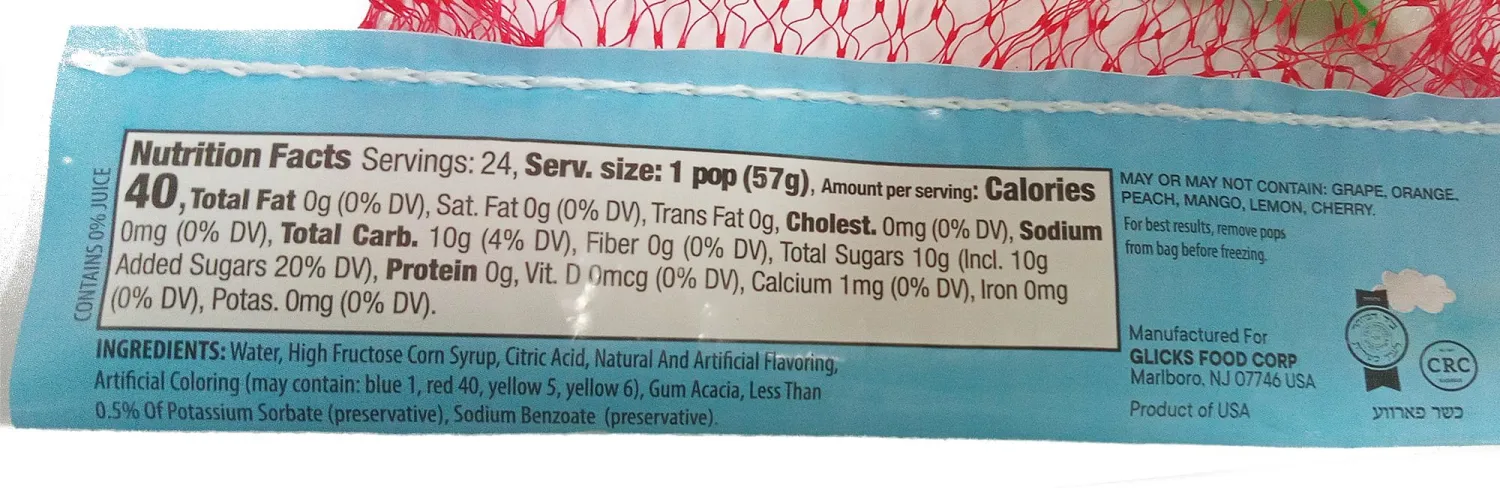 Glicks Freeze Pops, 24 Pack | Assorted Flavors | Frozen Ice Pops | Low Calorie | Fun Summer Treat