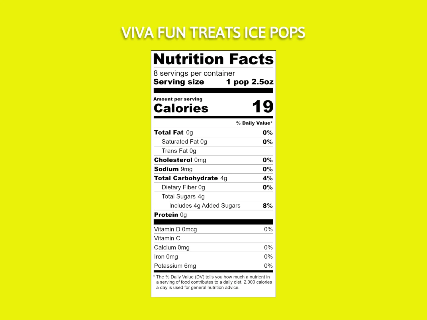 Viva Fun Treats Ice Pops, Natural Flavor, Freezer Pops, Juice Bars, Each Pop Makes 2 Servings, Refreshing With Tang Maracujá, 0.63 Oz - 8 Count