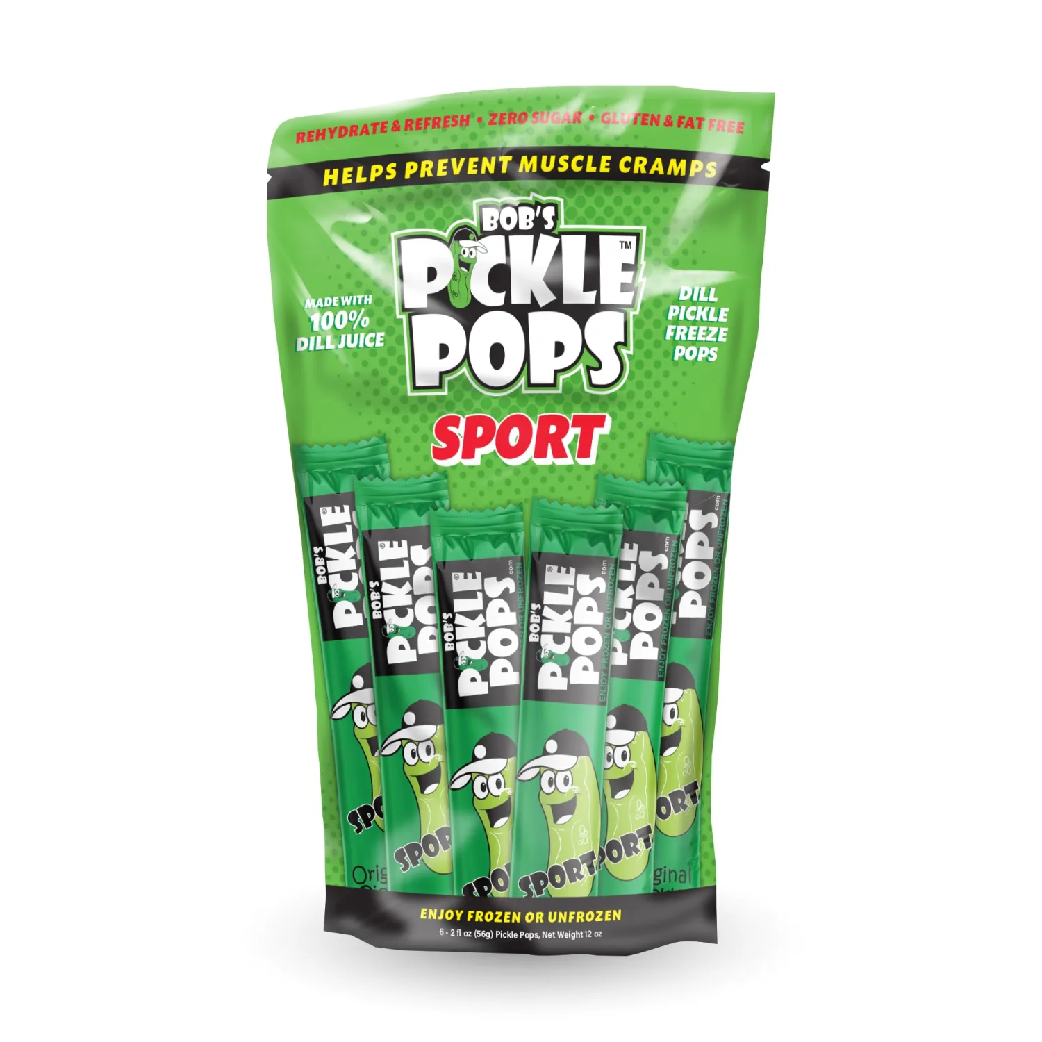 Bob's Pickle Pops - Original Dill Juice Flavor Ice Pops - Pre Workout Freeze Pops - Electrolyte Cramp Relief - Six Pops (Six count pack of one)