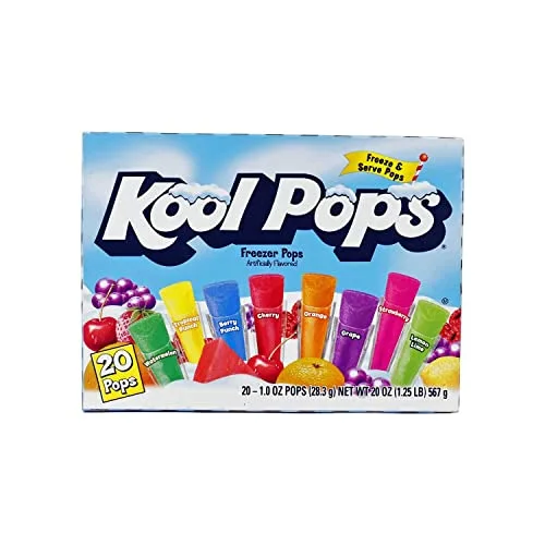 Freezer Pops, 20-Pack Assorted Fruit Ice Pops, 567g, Bundled With Golden Ss Spoon - Summer Snacks For Kids, Convenient Family-Sized Treats, No Artificial Colors [Pack Of 2]