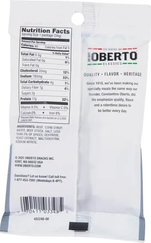 Oh Boy! Oberto Classics Peppered Thin Style Beef Jerky, 1.2 Ounce