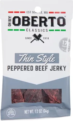 Oh Boy! Oberto Classics Peppered Thin Style Beef Jerky, 1.2 Ounce