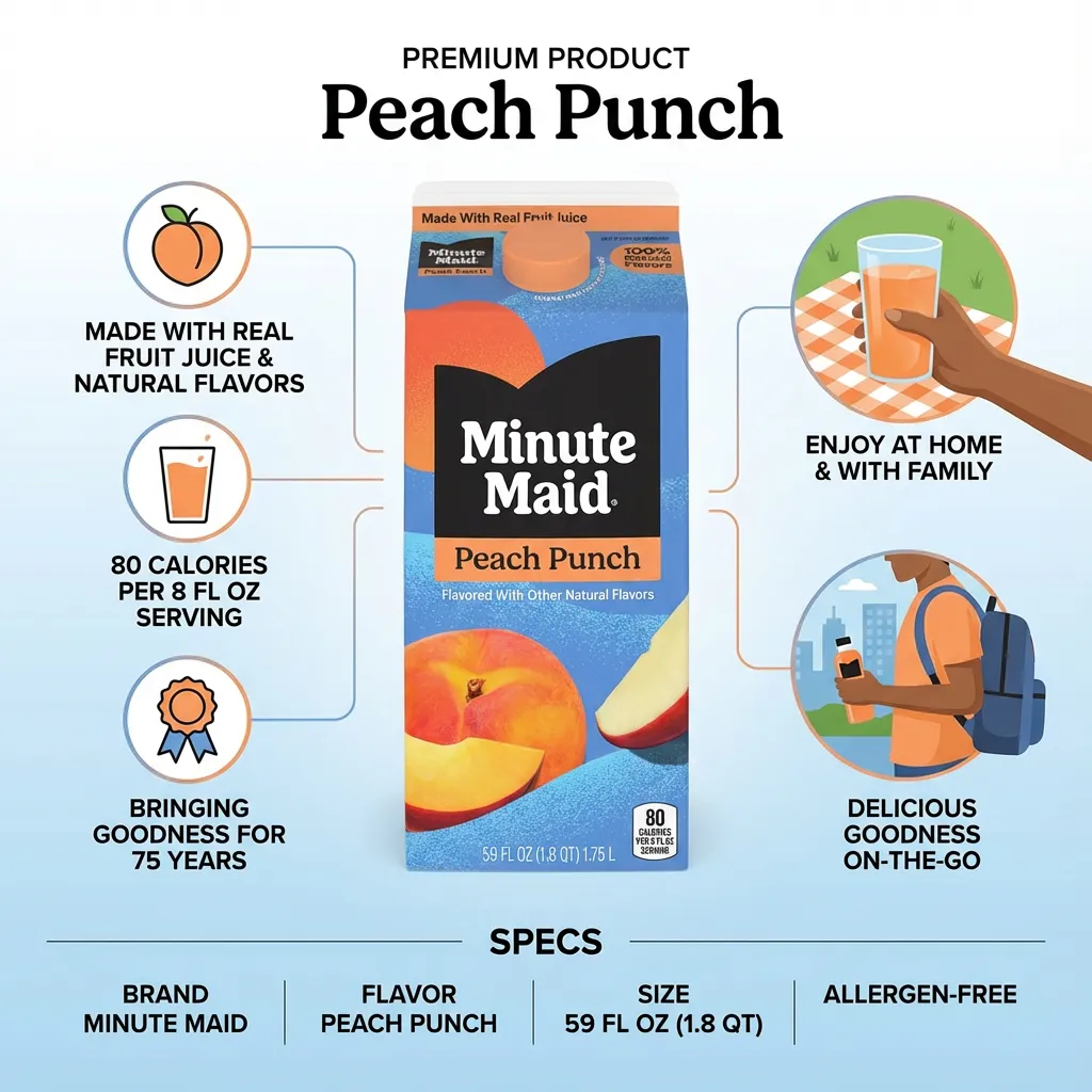 Minute Maid, Pulpy Lemonade Drink Peach Punch, 59 Fl Oz