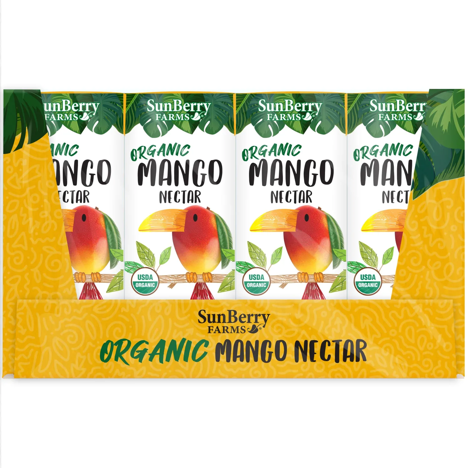 Sunberry Farms Organic Mango Nectar Juice Boxes, 6.75 Fl oz, 32 Pack, Gluten Free, non-GMO, All Natural