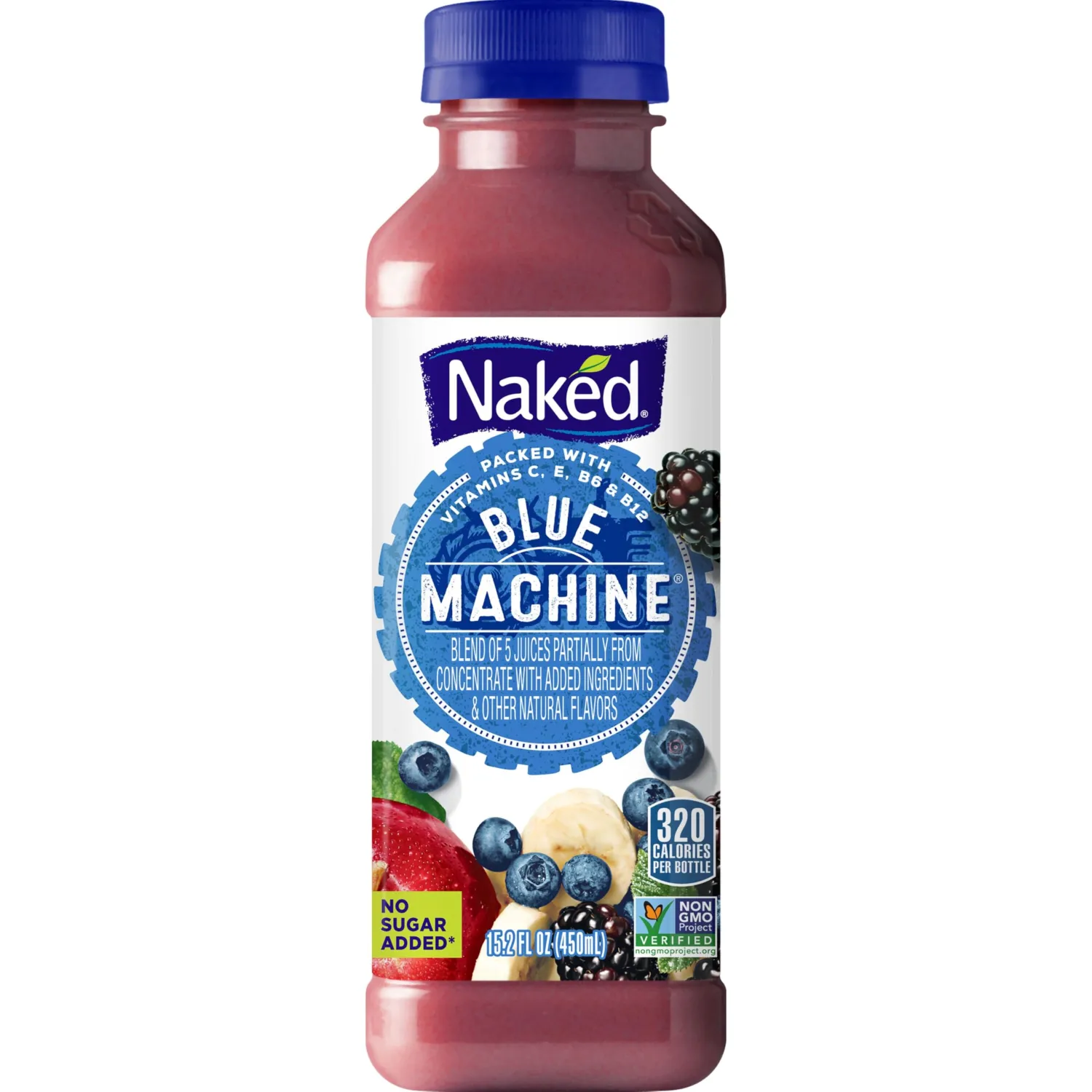 Naked Juice Blue Machine Flavored 100% Juice Smoothie Blend, 15.2 fl oz