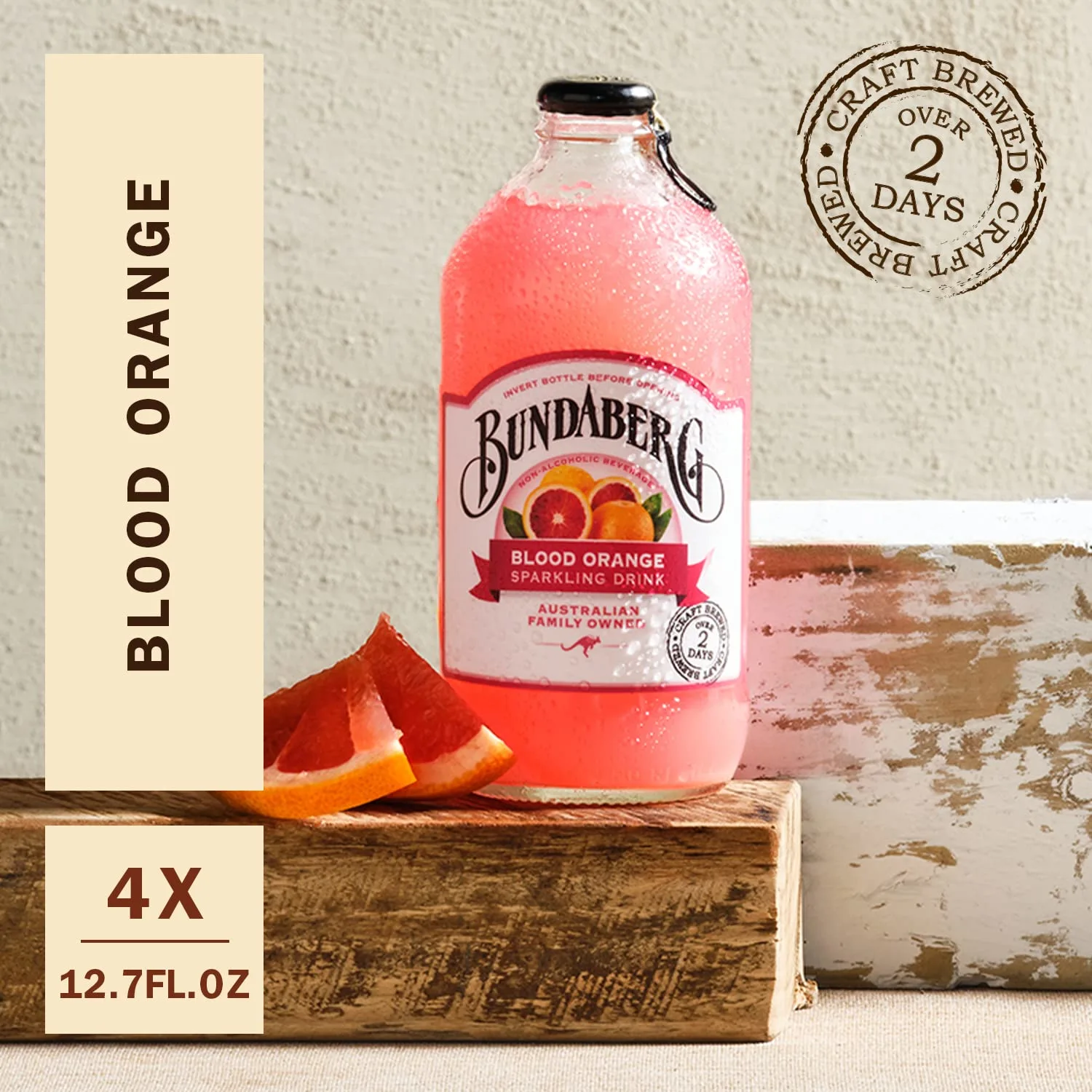 Bundaberg Sparking Fruit Drink, Blood Orange, 12.7 fl oz, 4 Count