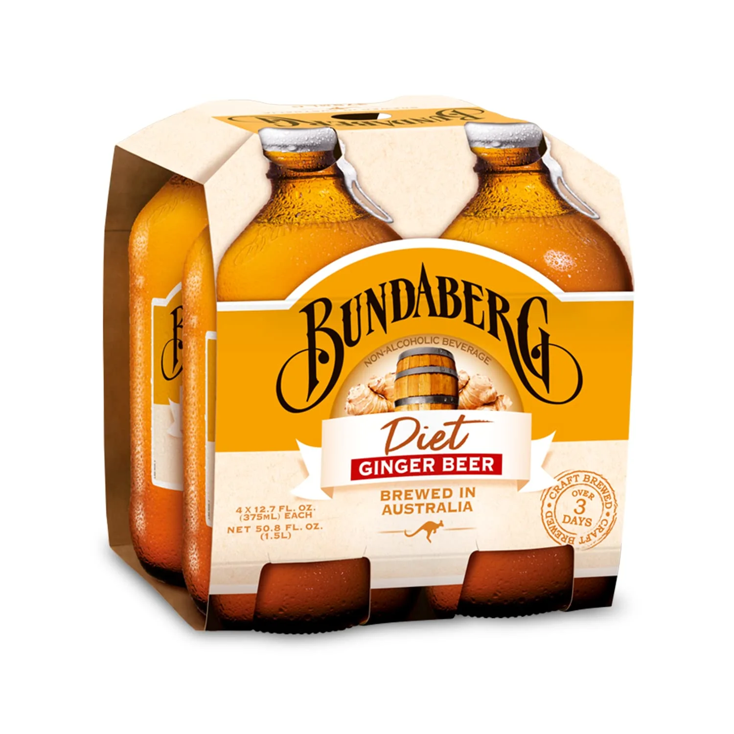 Bundaberg Diet Ginger Beer, 12.7 Fl Oz (Pack of 4)