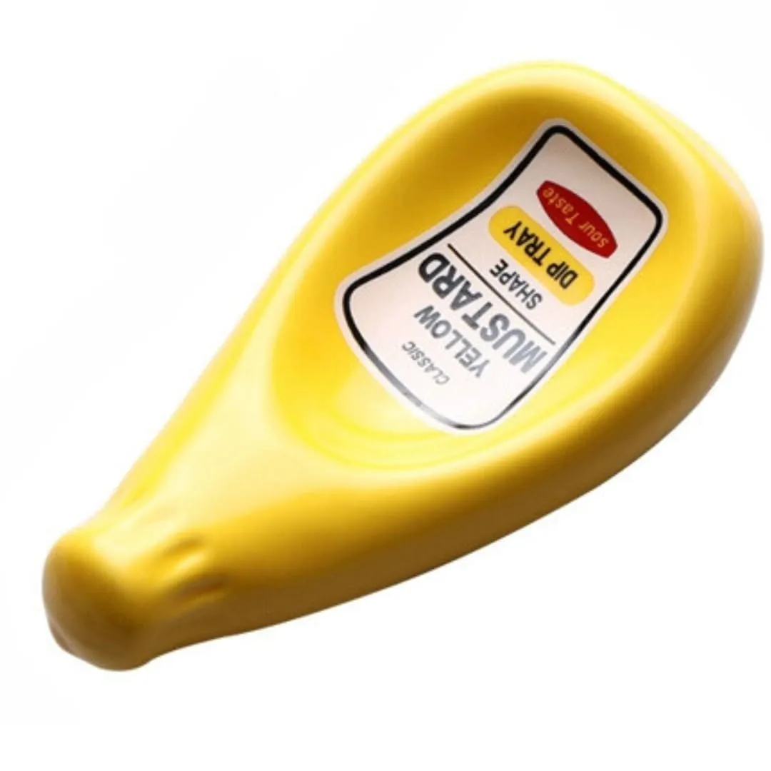 Creative Small Dipping Dish in Sauce Bottle shapes - Ketchup/Mayonnaise/Mustard (Mustard Yellow)