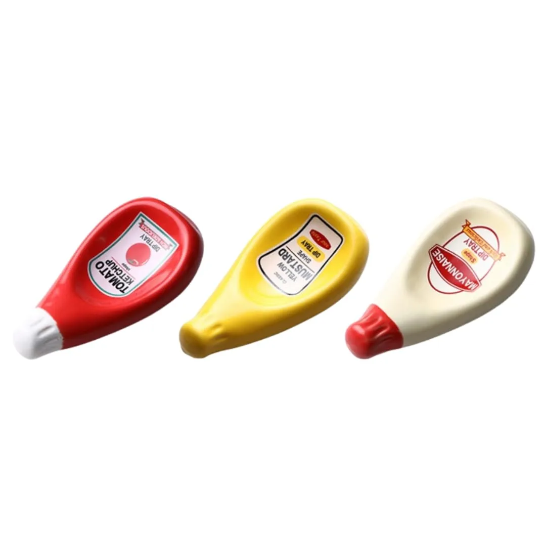 Creative Small Dipping Dish in Sauce Bottle shapes - Ketchup/Mayonnaise/Mustard (Mustard Yellow)