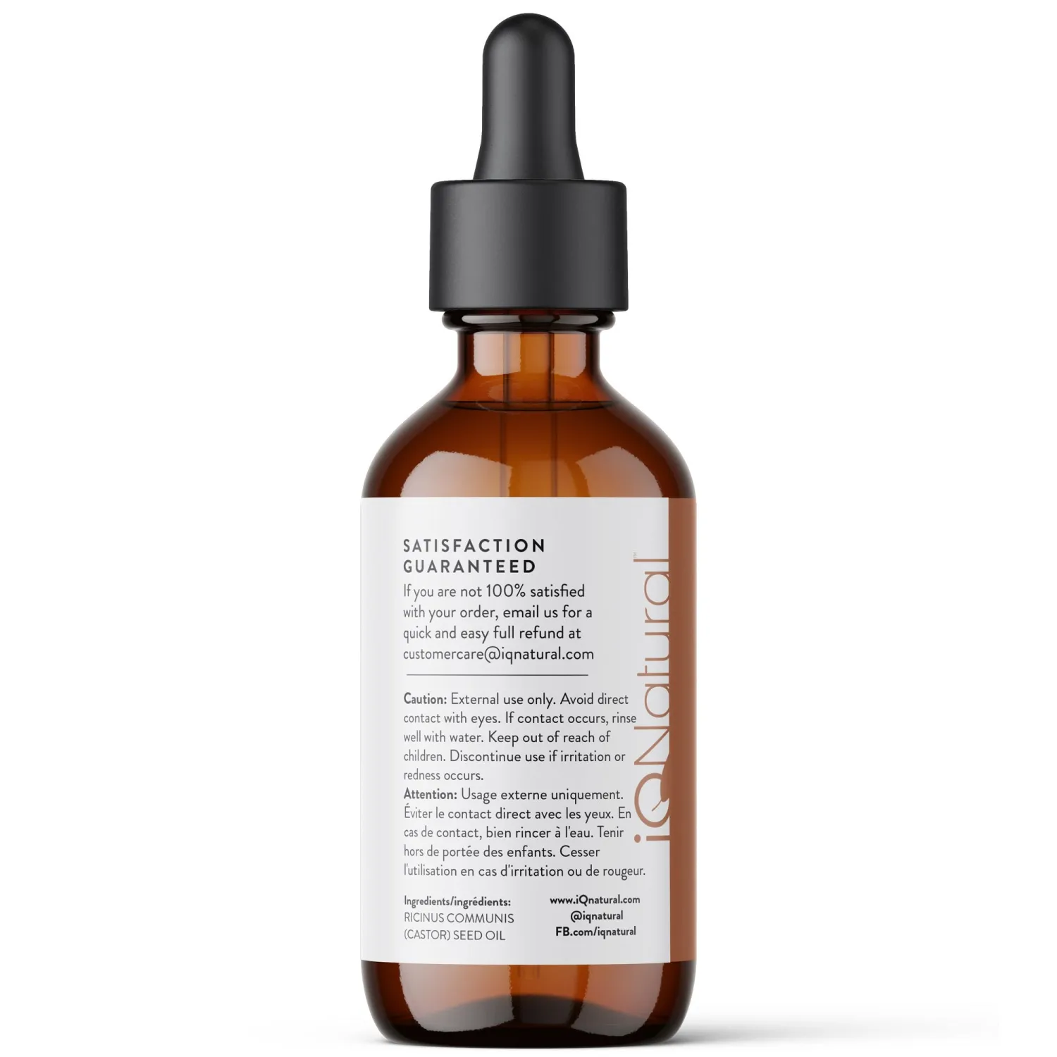 IQ Natural 100% Pure Cold Pressed Organic Castor Oil - Eyelash & Eyebrow Growth Serum, Conditioner & Treatment