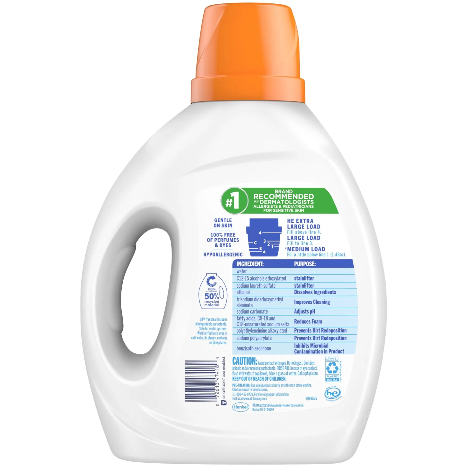 all Liquid Laundry Detergent, Free Clear, OXI, 73 Ounce, 49 Loads