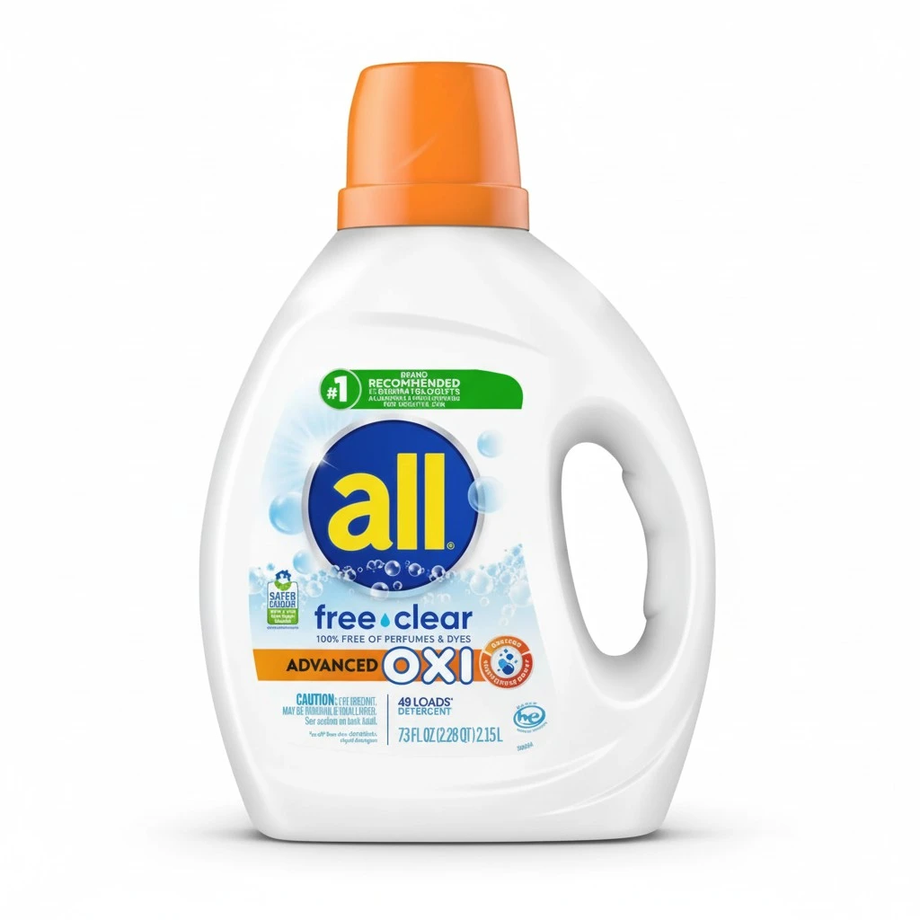 all Liquid Laundry Detergent, Free Clear, OXI, 73 Ounce, 49 Loads