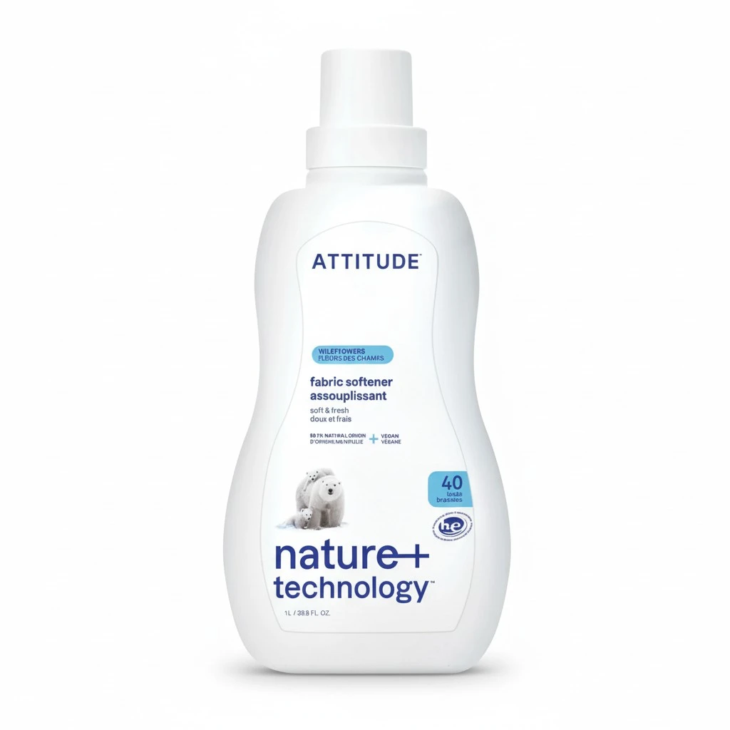 ATTITUDE Laundry Fabric Softener Liquid, Vegan and Naturally Derived Detergent, Plant Based, HE Washing Machine Compatible, Wildflowers, 40 Loads, 33.8 Fl Oz