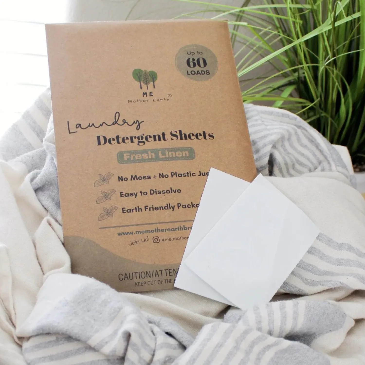 Laundry Detergent Sheets - Up to 60 Loads, Ultra-Convenient Concentrated Liquidless Sheets, Hypoallergenic, Plastic-Free & Eco-Friendly Packaging, Travel Friendly - Fresh Linen
