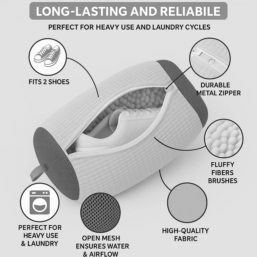 Jumbo Shoe Washing Machine Bag – Heavy-Duty Laundry Shoe Bag for Washer and Dryer – Fits All Shoe Sizes & Types