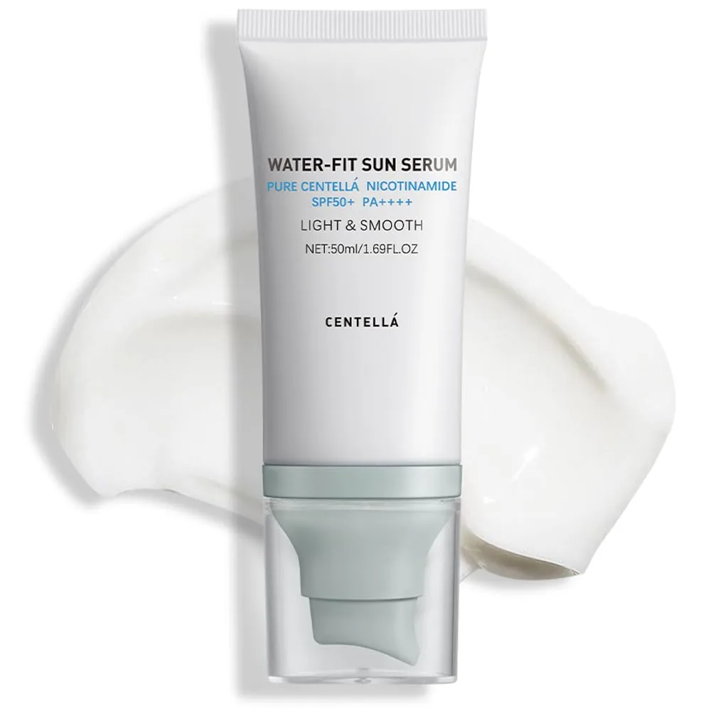 Centella Sunscreen SPF 50 PA++++, Hyalu Cica Water-Fit Sun Serum, Lightweight Sunscreen with Centella Asiatica, Hydrating & Non-Greasy Sun Protection for Sensitive Skin, Reef-Safe & Fast-Absorbing