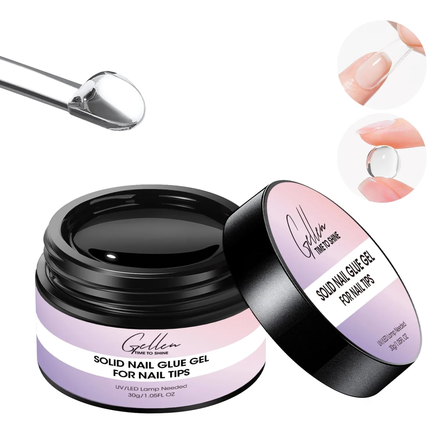 Gellen 30g Solid Nail Glue Gel for Press Ons, Long-Lasting Strong UV Gel Glue for Nail Tips and Acrylic Nail Tips, for Nail Art at Home DIY