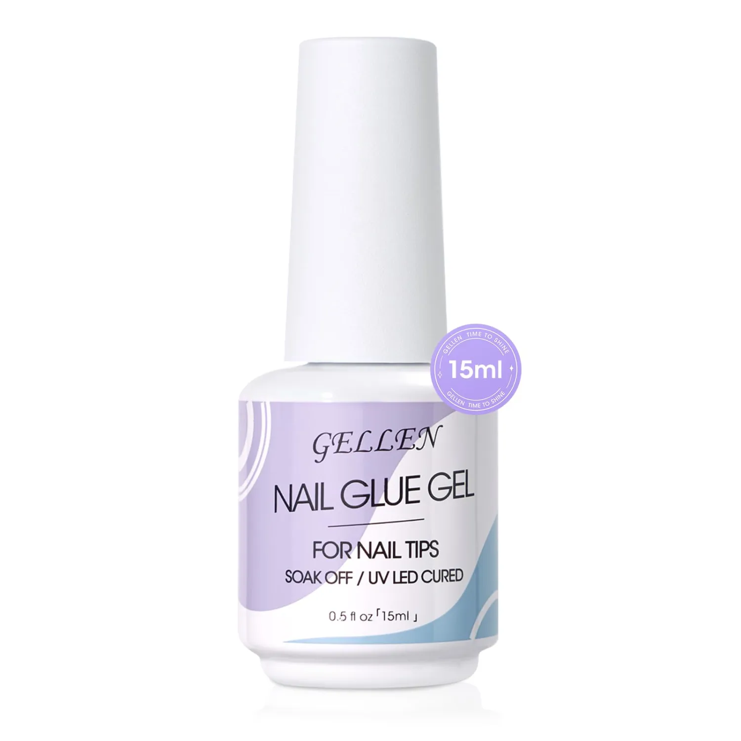 Gellen 5 in 1 Nail Glue for Nail Tips, 15ML Curing Needed UV Glue Gel for Clear Press on & Acrylic Nails, 28+ Days Long Lasting Adhesive Gel, DIY Home Salon Manicure