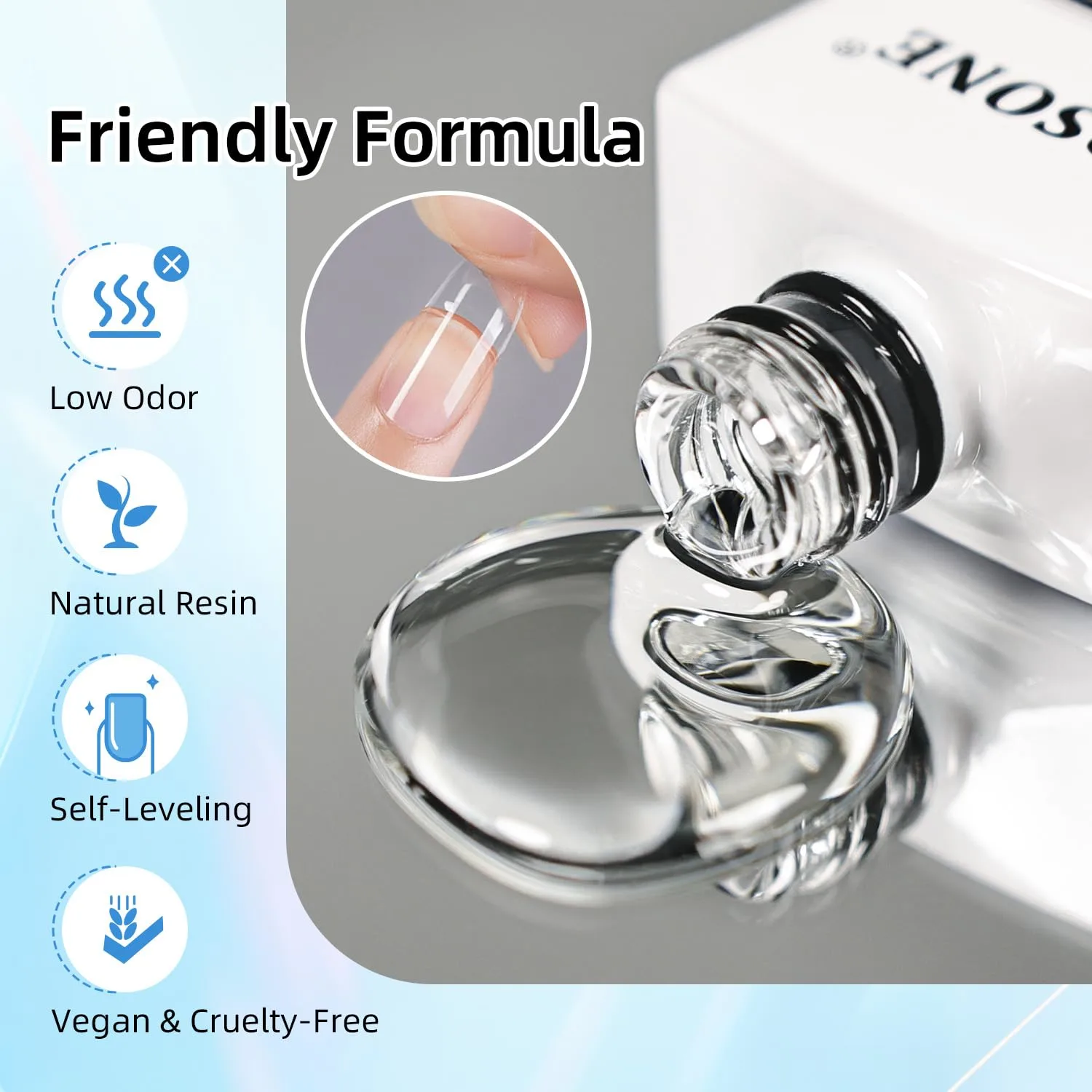 JODSONE 18ml Nail Glue Gel Polish for Clear Acrylic Nails U V Light Cured Clear Press On Nails Extension Fake Nails Glue, Beginner Home Salon DIY