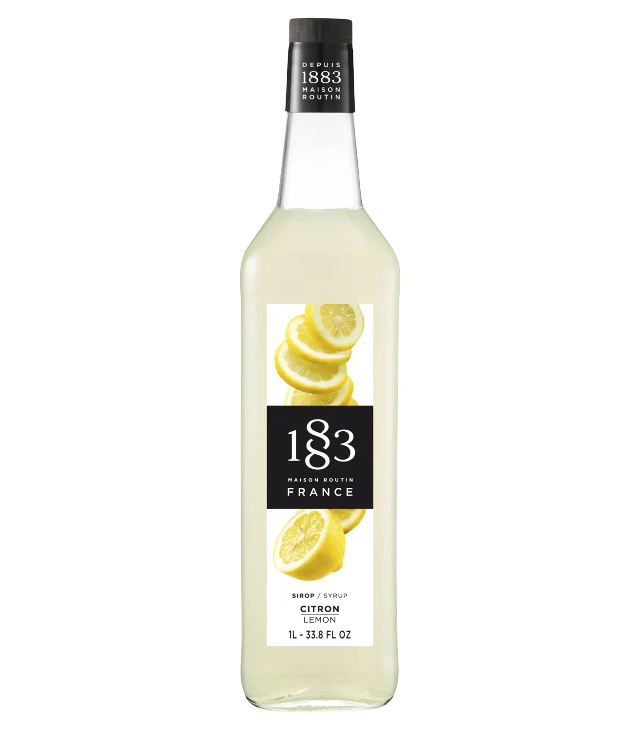 1883 Lemon Syrup for Drinks, Made in France, 1 Liter Glass Bottle
