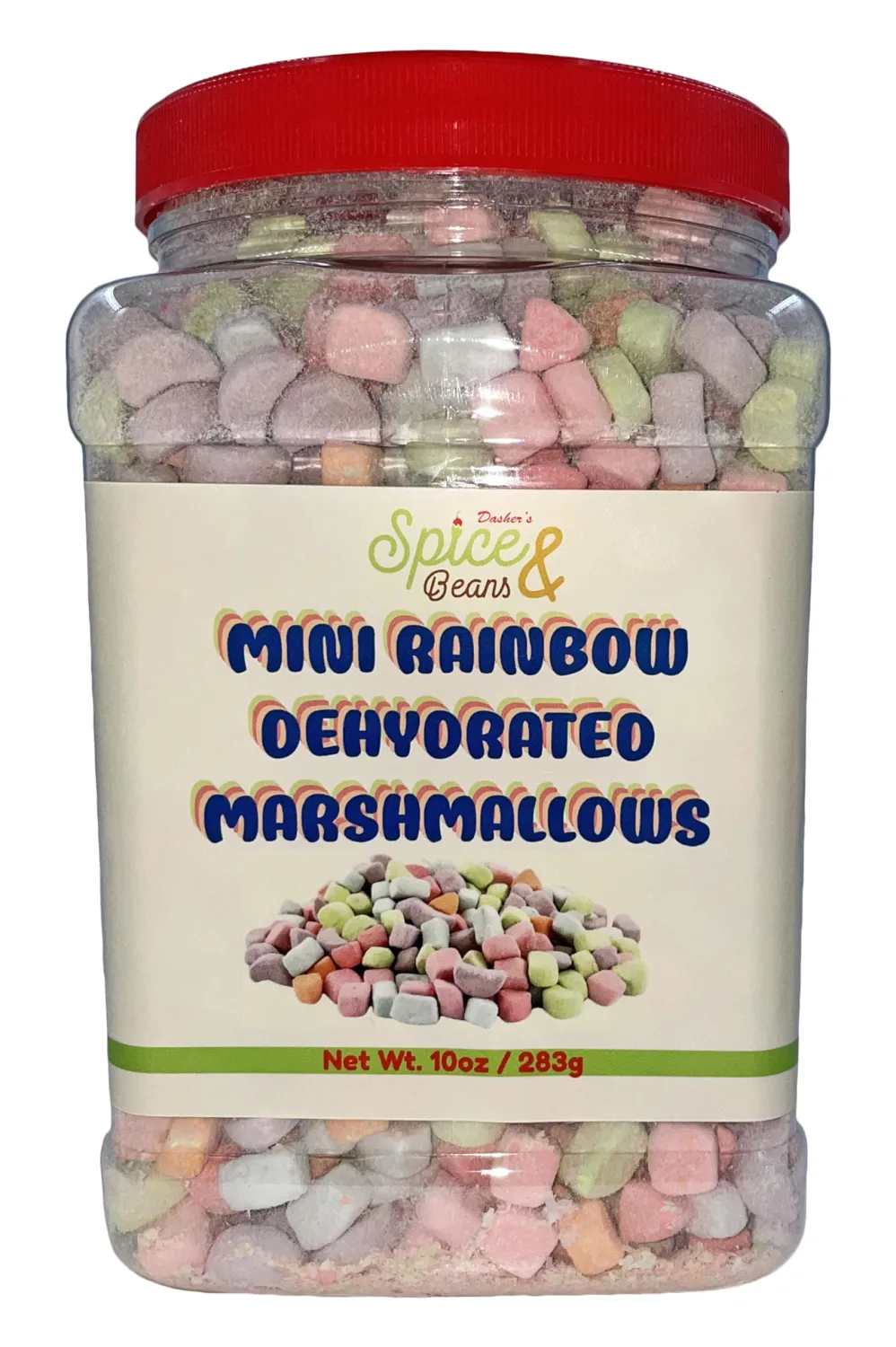 Dasher's Spice & Beans Mini Dehydrated Marshmallows | Ice Cream Topping & Cake Decoration | (10 oz., Rainbow Marshmallow)