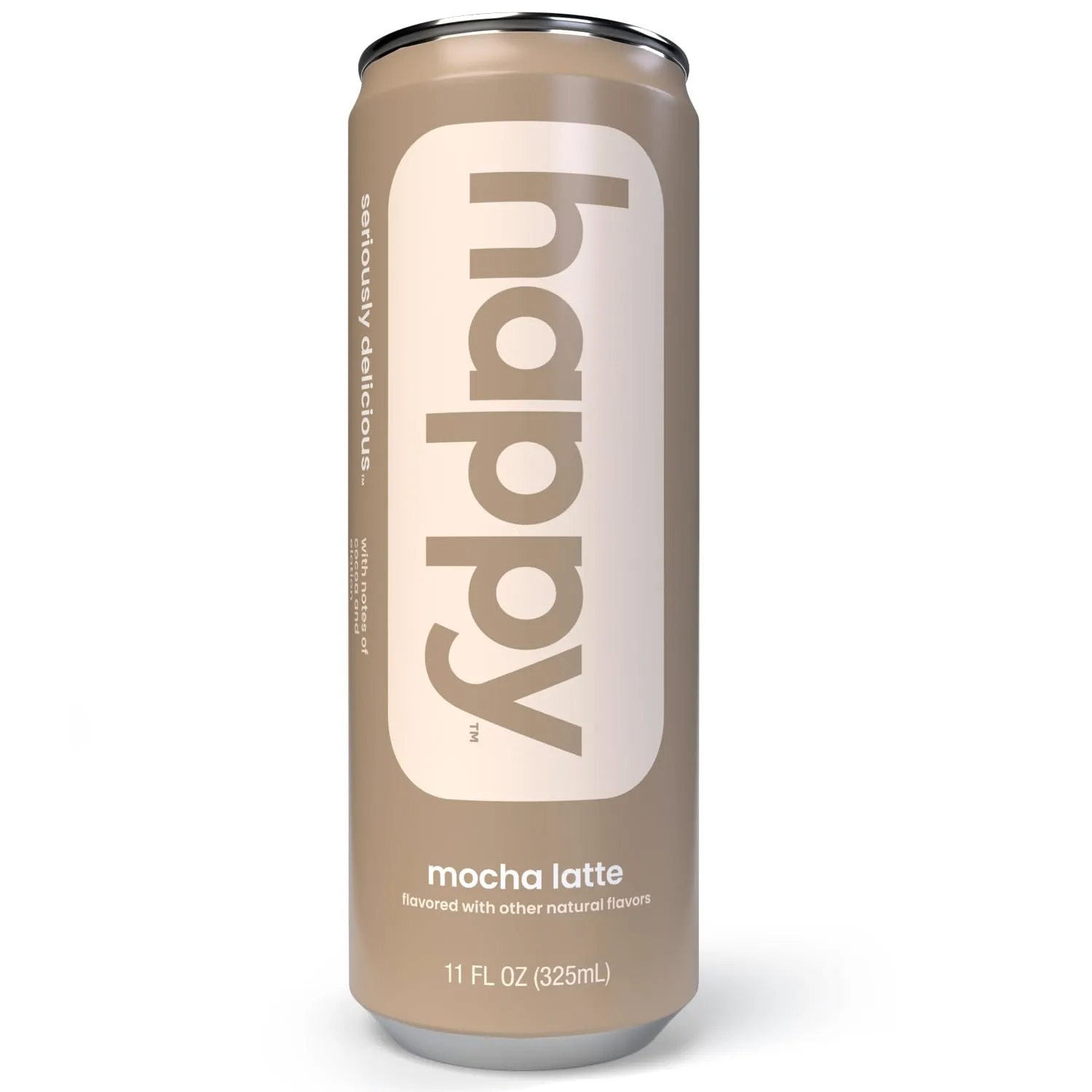 happy coffee canned mocha, caramel, vanilla latte, 11 oz. cans, 4 count, 100% arabica beans, no artificial flavors or sweeteners