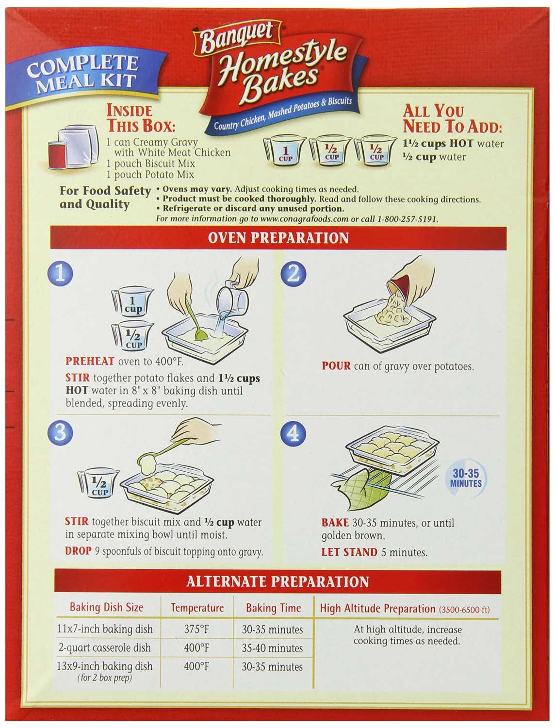 Banquet Homestyle Bakes Country Chicken, 30.9-Ounce Boxes (Pack of 6)
