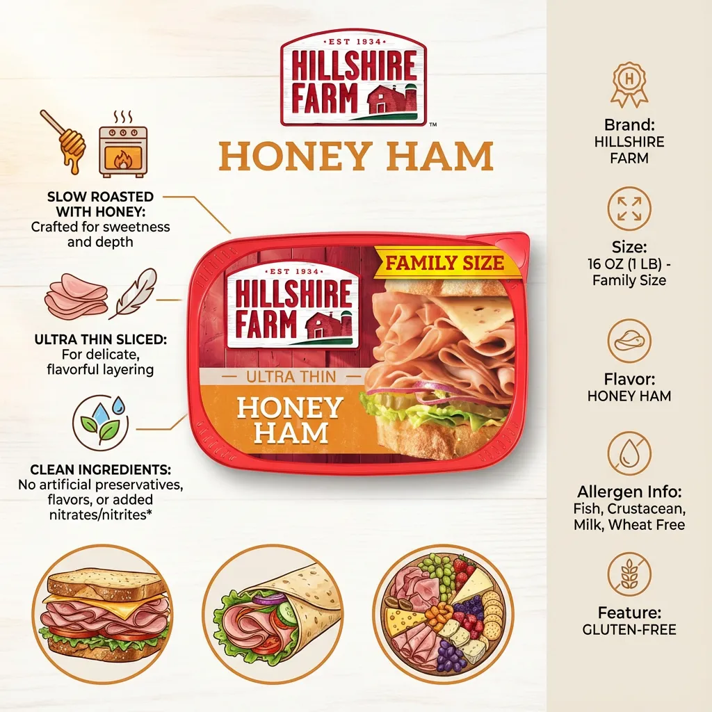 Hillshire Farm Ultra Thin Sliced Deli Lunch Meat, Honey Ham, 16 oz