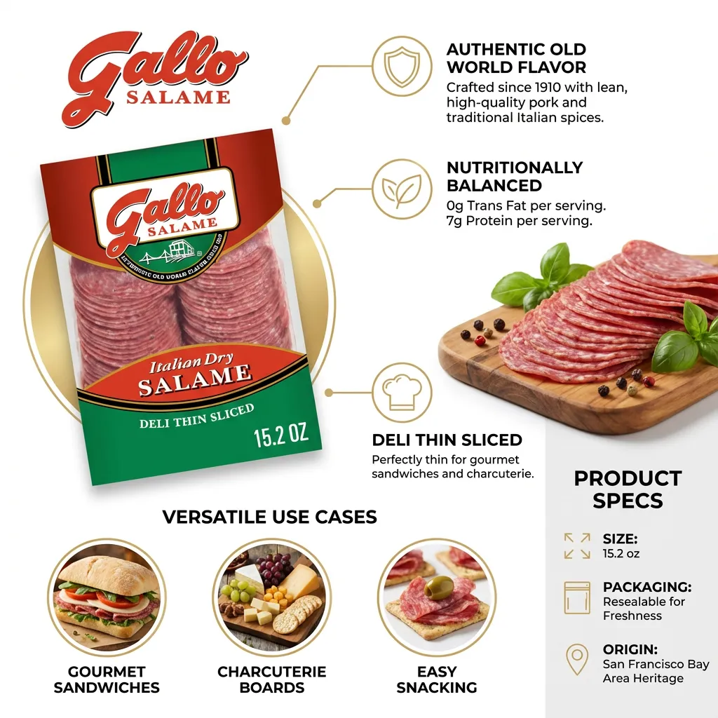 Gallo Salame Deli Thin Sliced Italian Dry Salame Lunch Meat, 15.2 oz