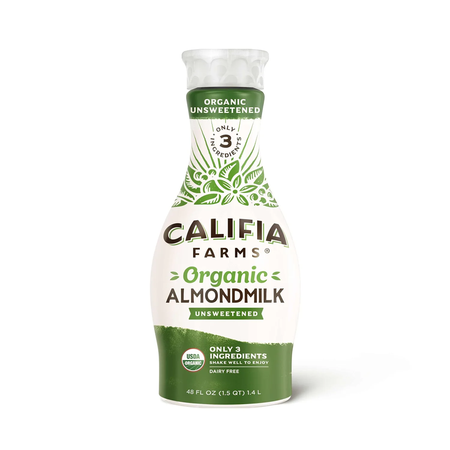 Califia Farms - Organic Unsweetened Almond Milk, 48 Oz, Dairy Free, Keto, Vegan, Plant Based, Organic Milk, Non GMO, Low Calorie, USDA Organic
