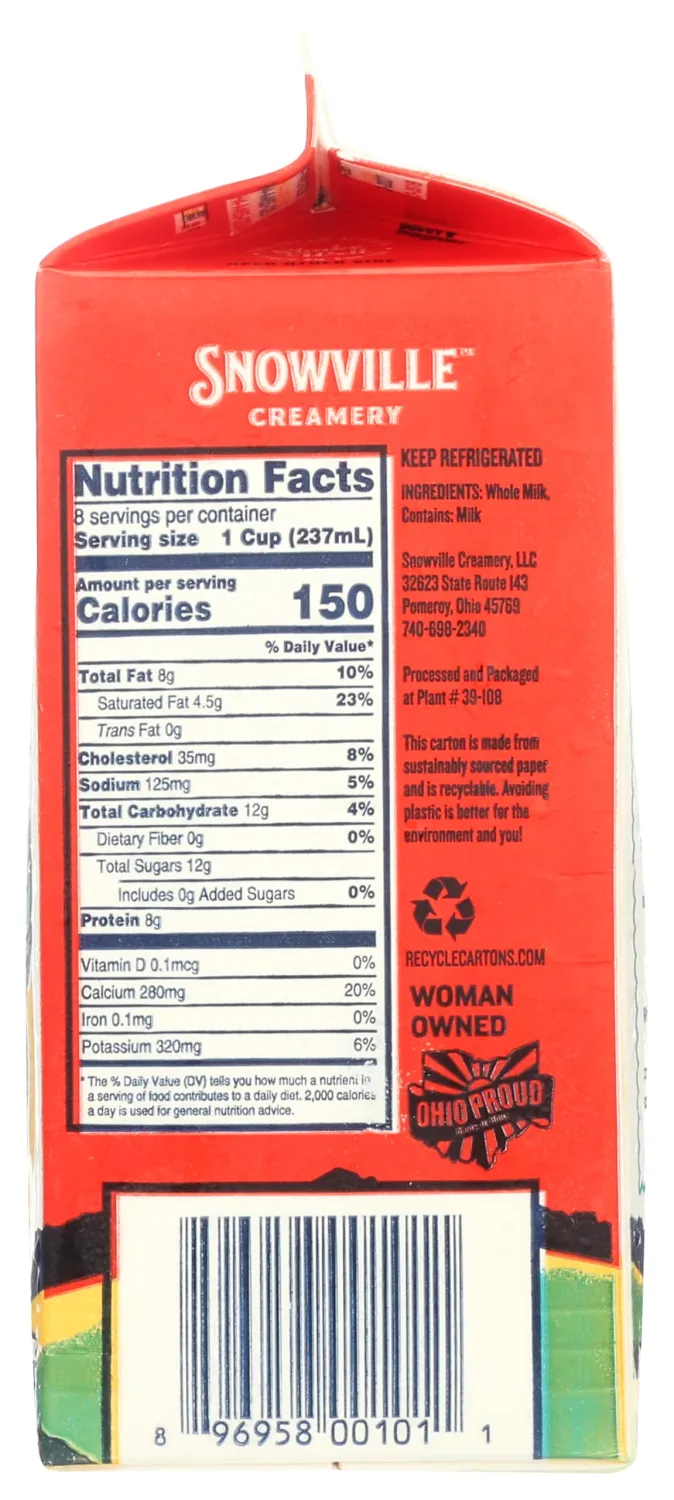 SNOWVILLE CREAMERY Milk Whole, 64 FZ