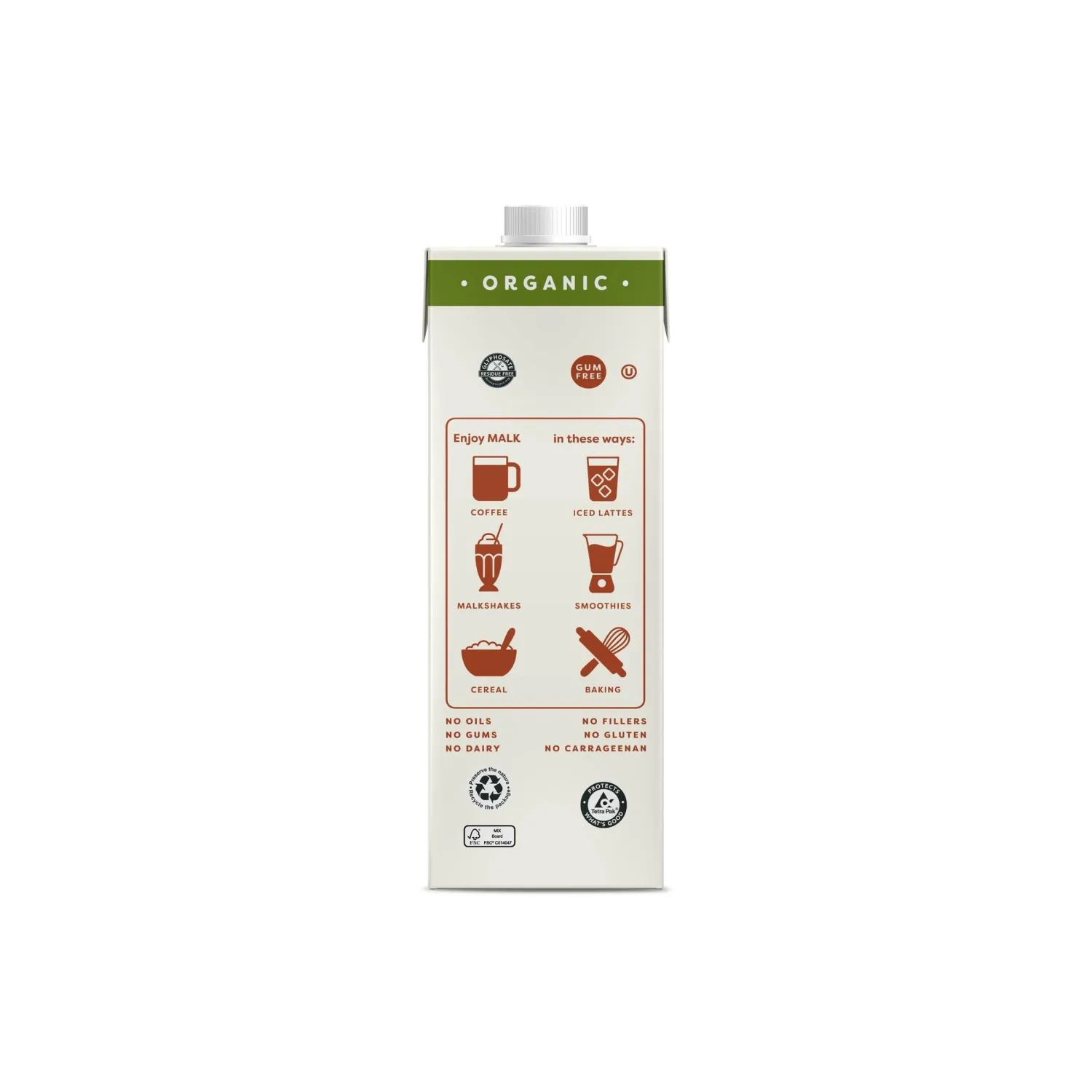 MALK Oat Milk Unsweetened - Shelf Stable Organic Oat Milk, Non GMO, Dairy Free, Vegan, Plant Based, No Gums or Fillers - Malk Oatmilk for Smoothies, Cereal, Creamy Lattes, Coffee