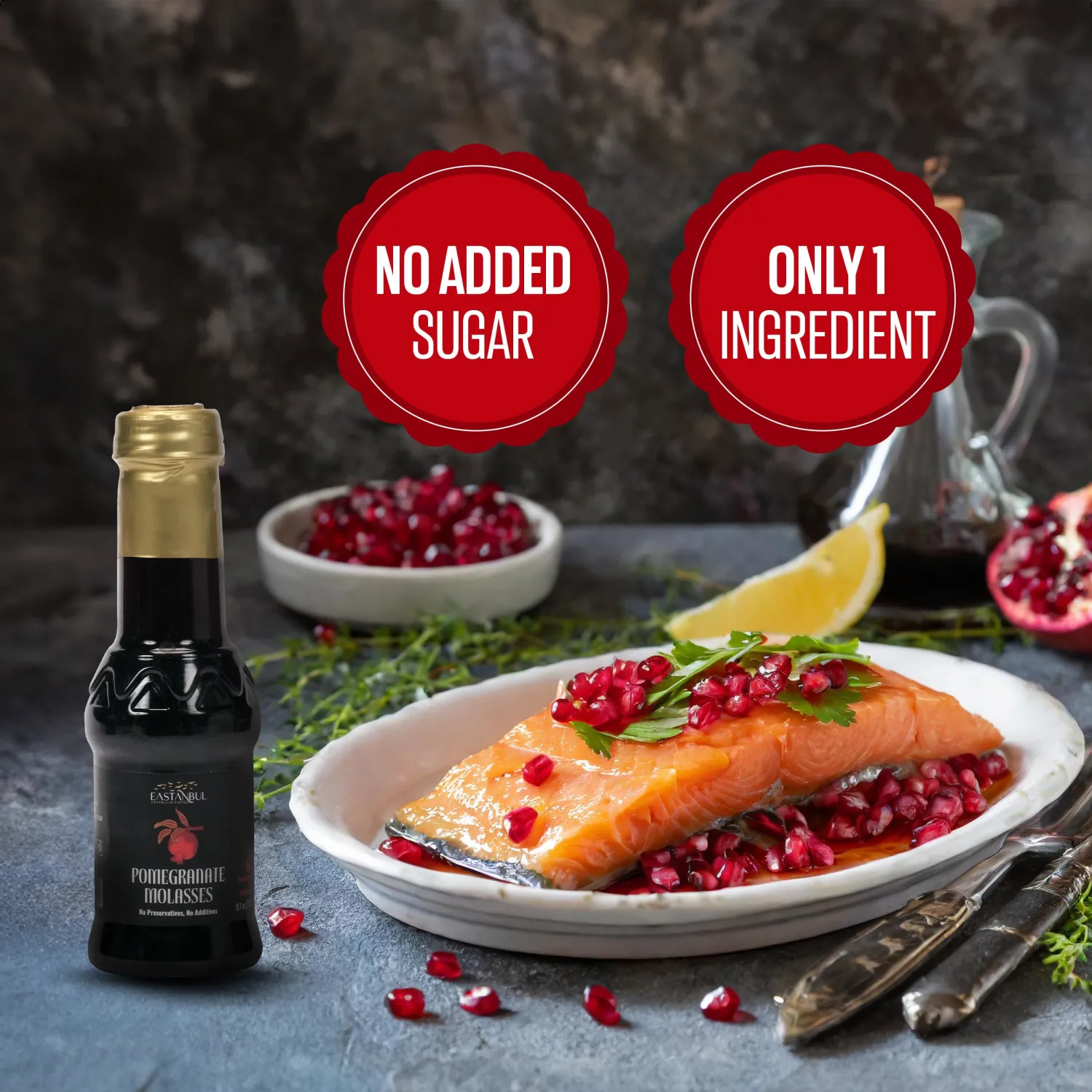 Eastanbul Pomegranate Molasses, 9.7oz, No Added Sugar, Mediterranean Pomegranate Syrup, Nar Eksisi Sweet and Sour Sauce, 100% Natural, Concentrate, Vegan Sauce, Paste, Salad Dressing, No Additives