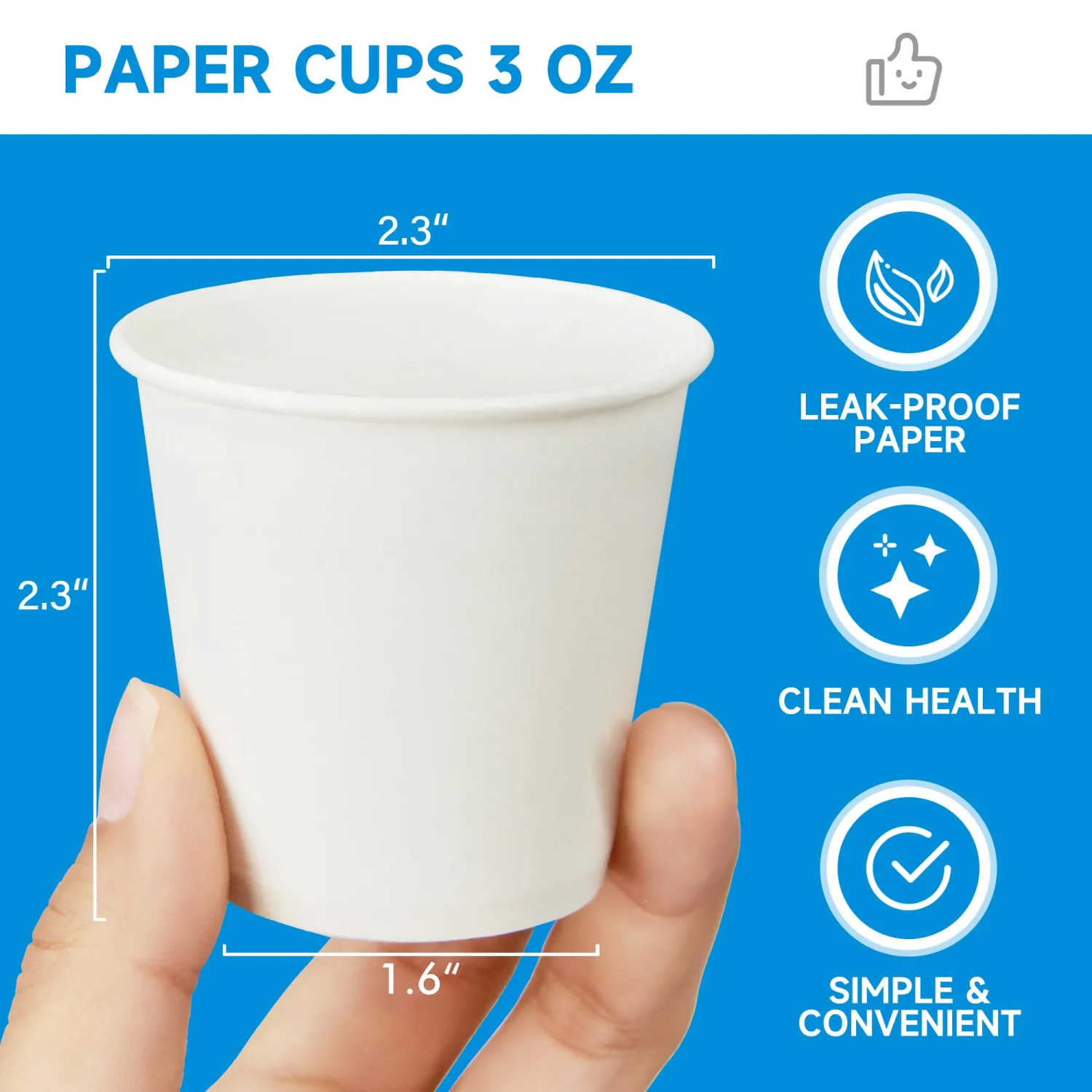 RACETOP 3 oz 300 Pack Paper Coffee Cups for Bathroom, Disposable Mouthwash Cups, Small Paper Cups for Parties, Picnics, Travel