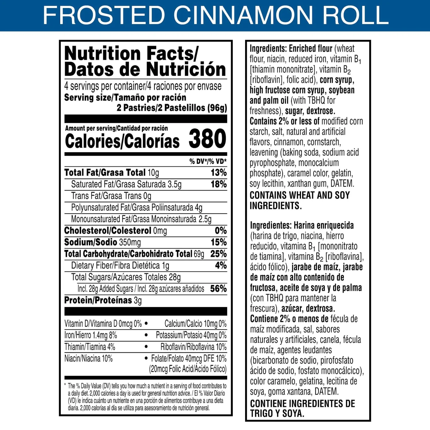 Pop-Tarts Toaster Pastries, Breakfast Foods, Kids Snacks, Frosted Cinnamon Roll (12 Boxes, 96 Count)