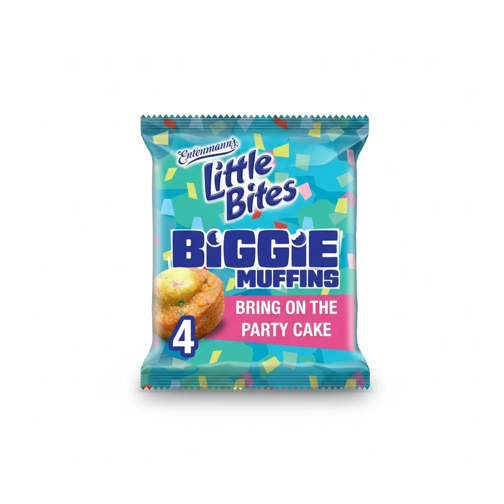 (Individual) Little Bites Bring On The Party Cake Biggie Muffins, 4 count, (1.19 oz each), Cake and Sprinkles Muffins, Naturally and Artificially Flavored, 4.75 oz Pouch
