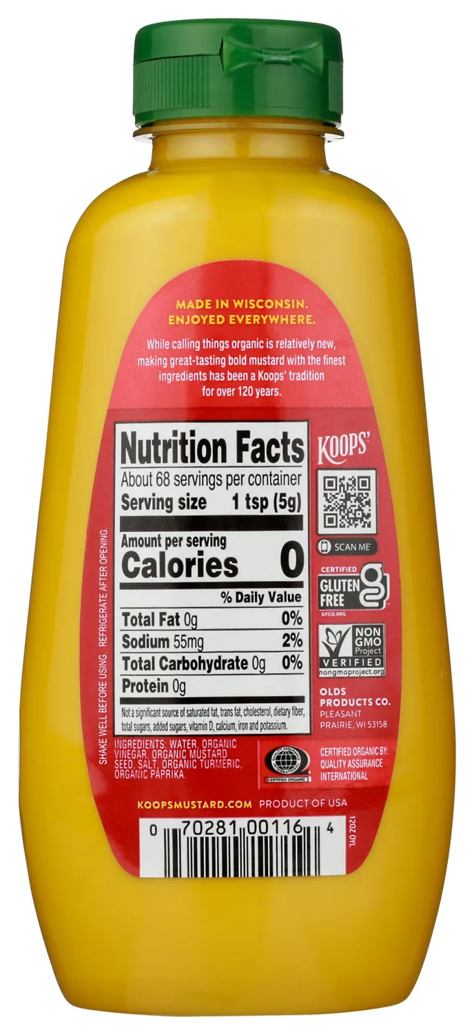 KOOPS MUSTARD YELLOW ORG 12 OZ