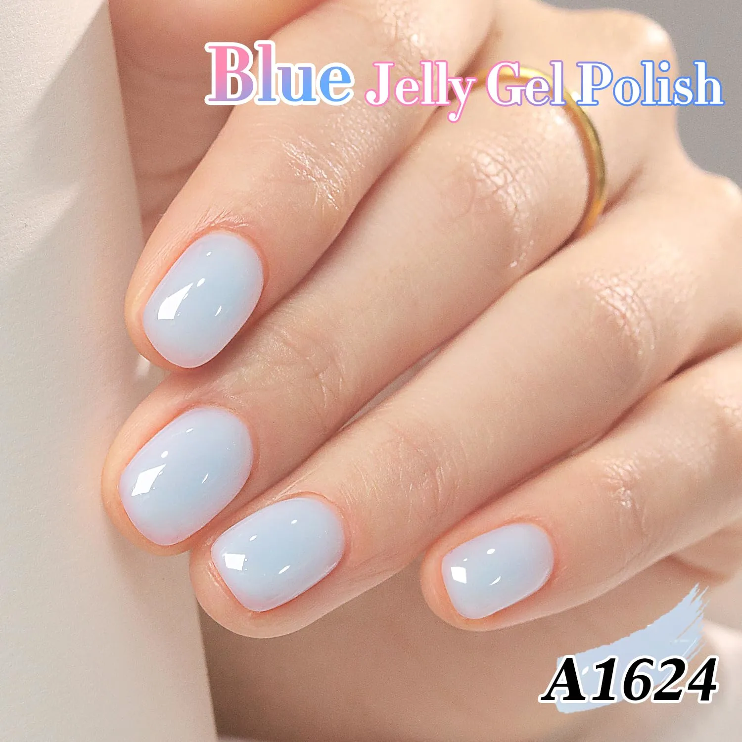 Double Rhythm 0.50 OZ Translucent Gel Polish Same Color Same Bottle Sheer Pastel Neutral Natural Milky 15 ML Jelly UV Nail Art DIY at Home (Blue-A1624)