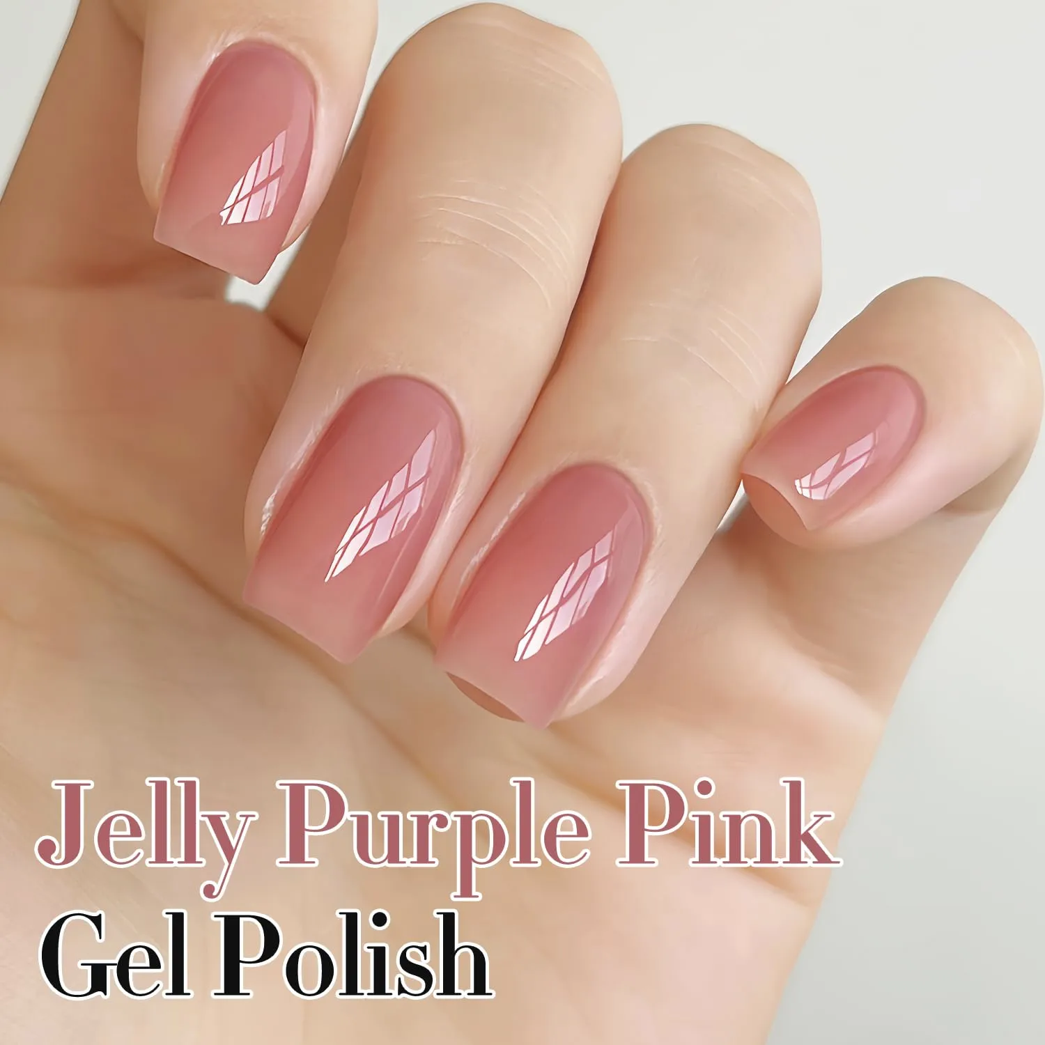 Double Rhythm 0.50 OZ Translucent Gel Polish Same Color Same Bottle Sheer Pastel Neutral Natural Milky 15 ML Jelly UV Nail Art DIY at Home (Pale Purple Pink-A1495)