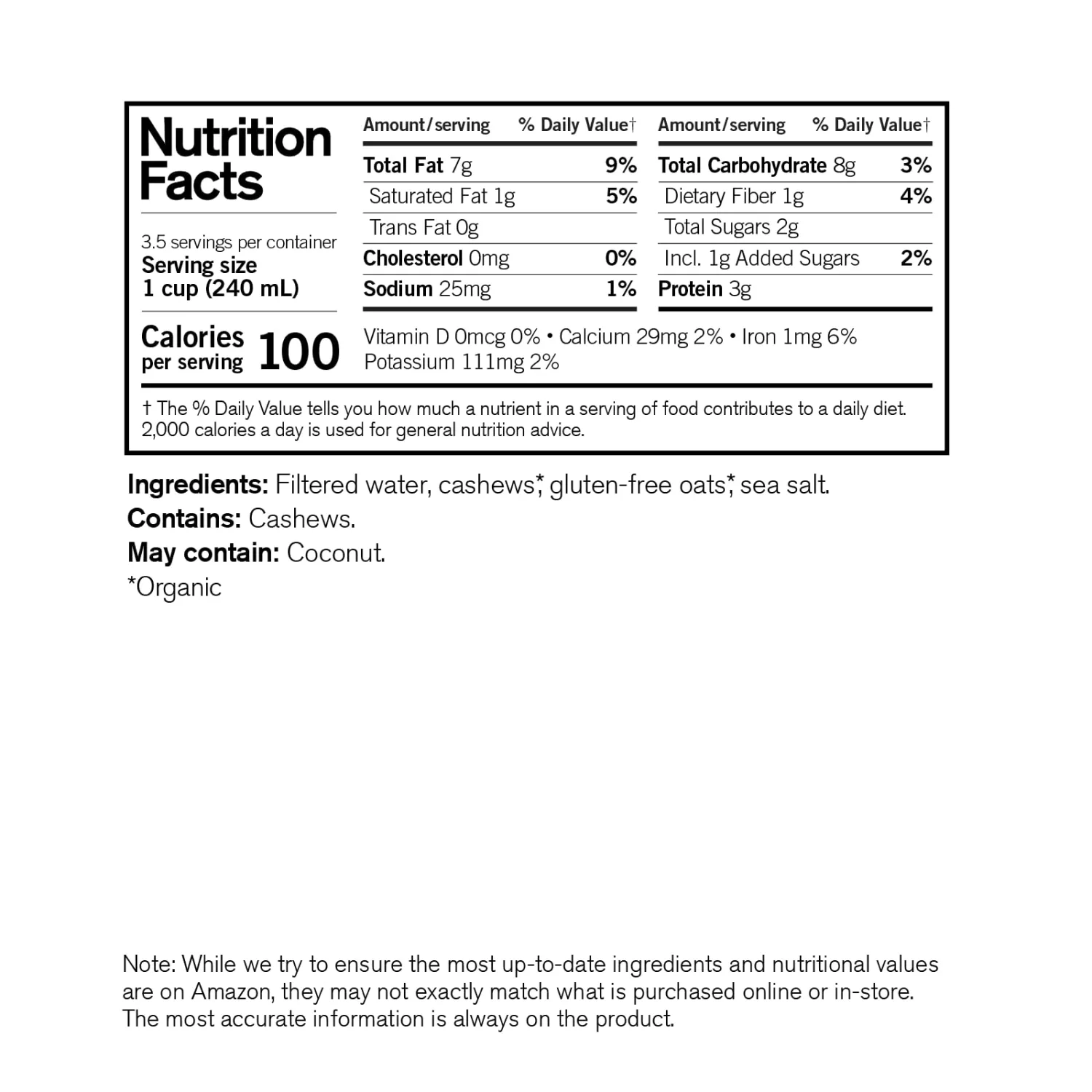 FORAGER PROJECT Organic Unsweetened Cashewmilk, 28 FZ