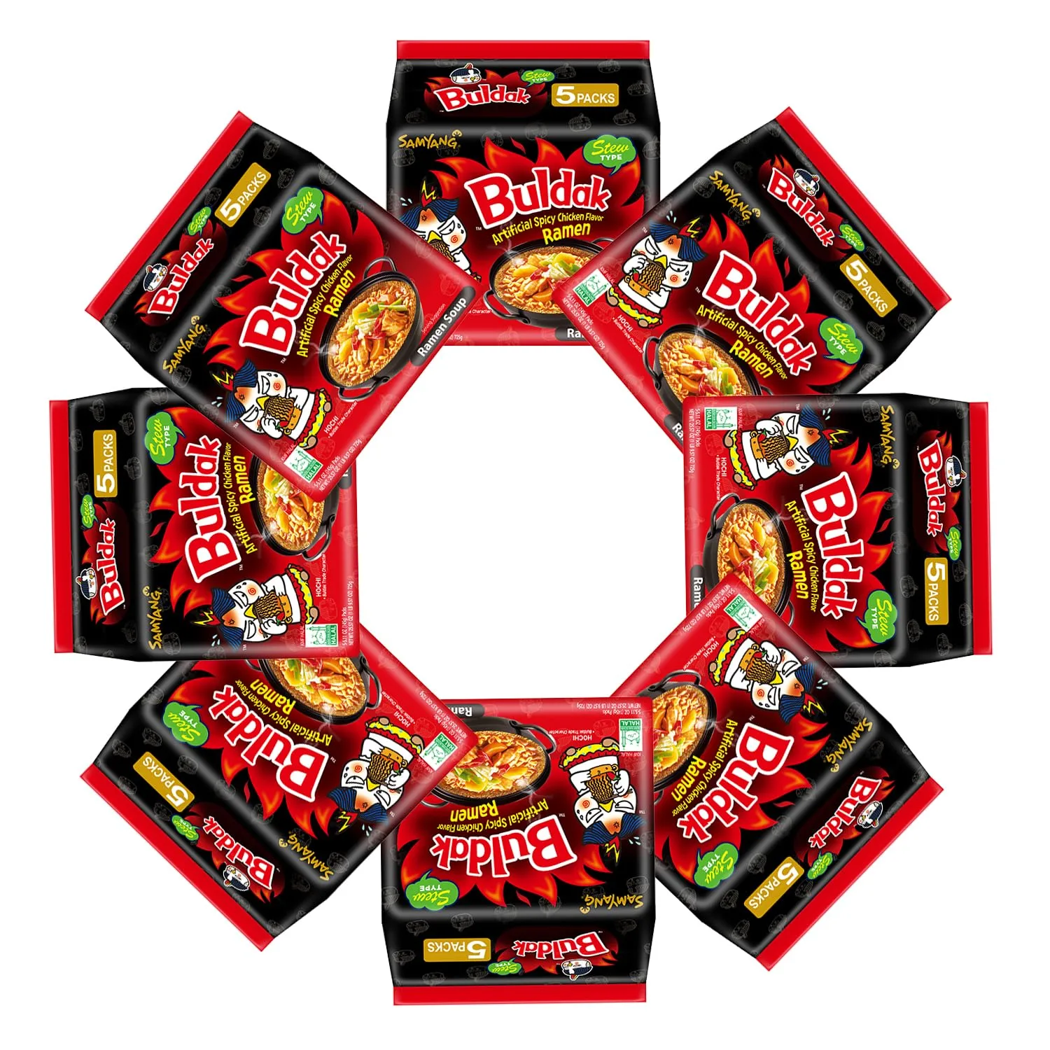Samyang Buldak Ramen,Spicy Ramen Noodles,Stew Type Buldak Noodles,40 Packs in 1 Box